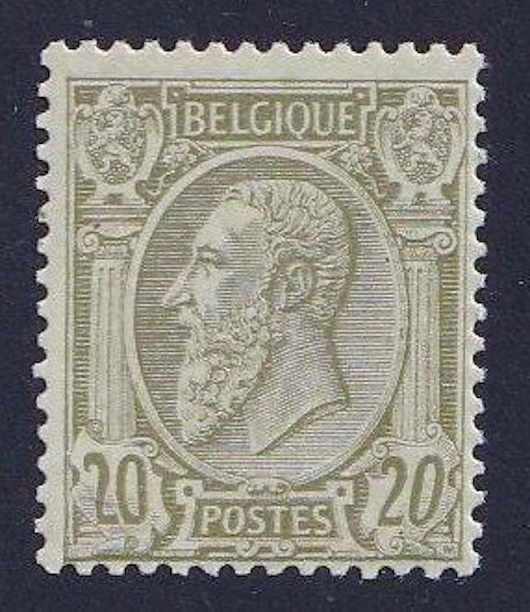 Belgium 1886 - 20c Olive on greenish - Leopold II with...
