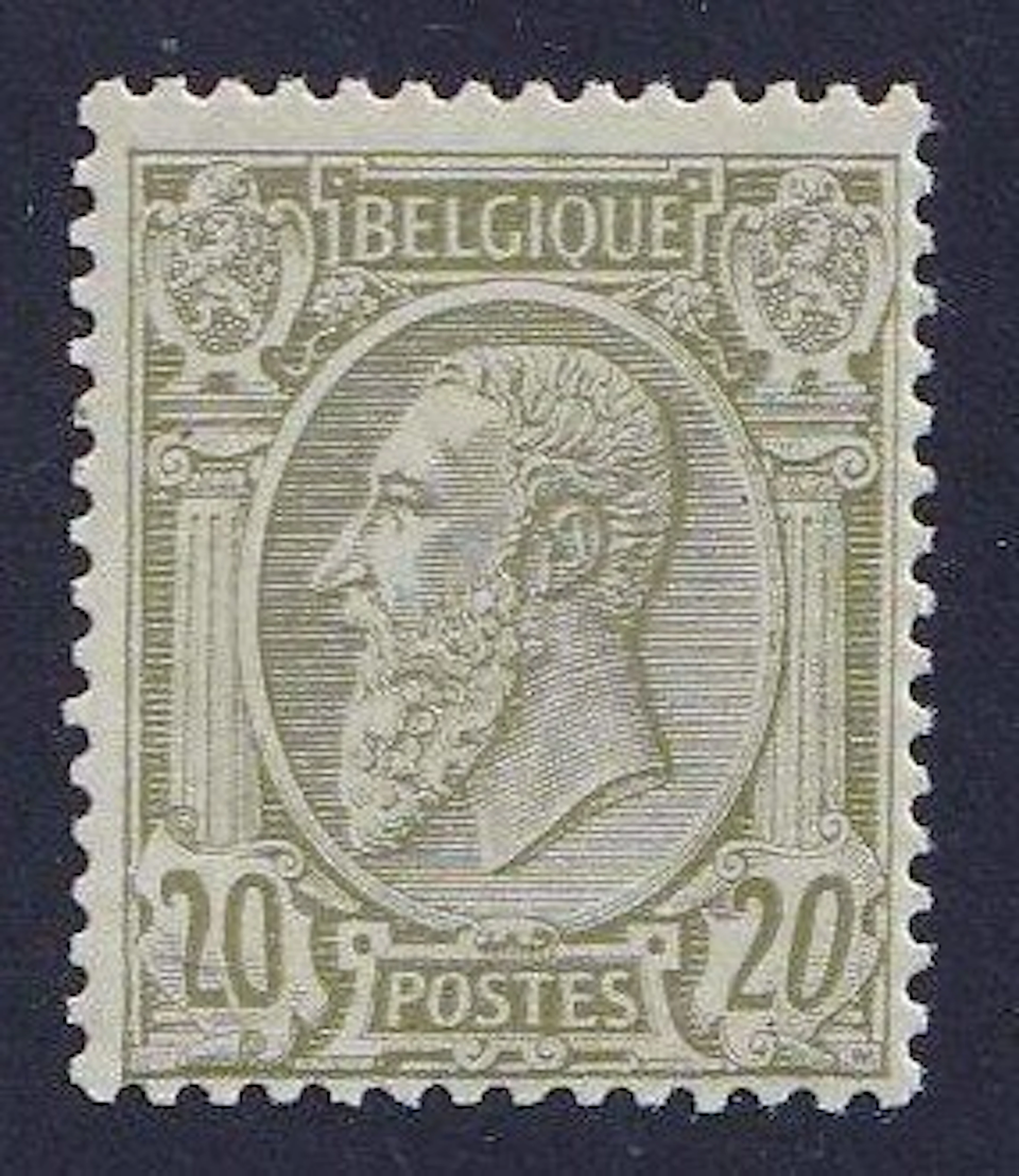 Belgium 1886 - 20c Olive on greenish - Leopold II with...