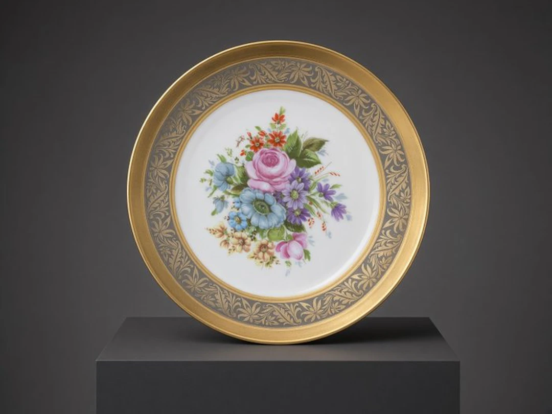 Wall plate - Vintage Bavaria Incisione Oro Gilded...