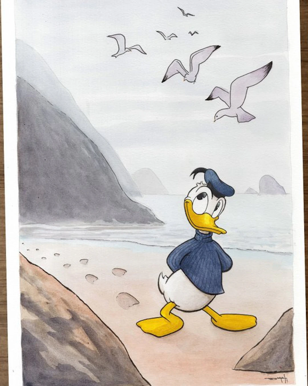 Jordi Juan Pujol - Donald Duck by the Seaside - Hand...