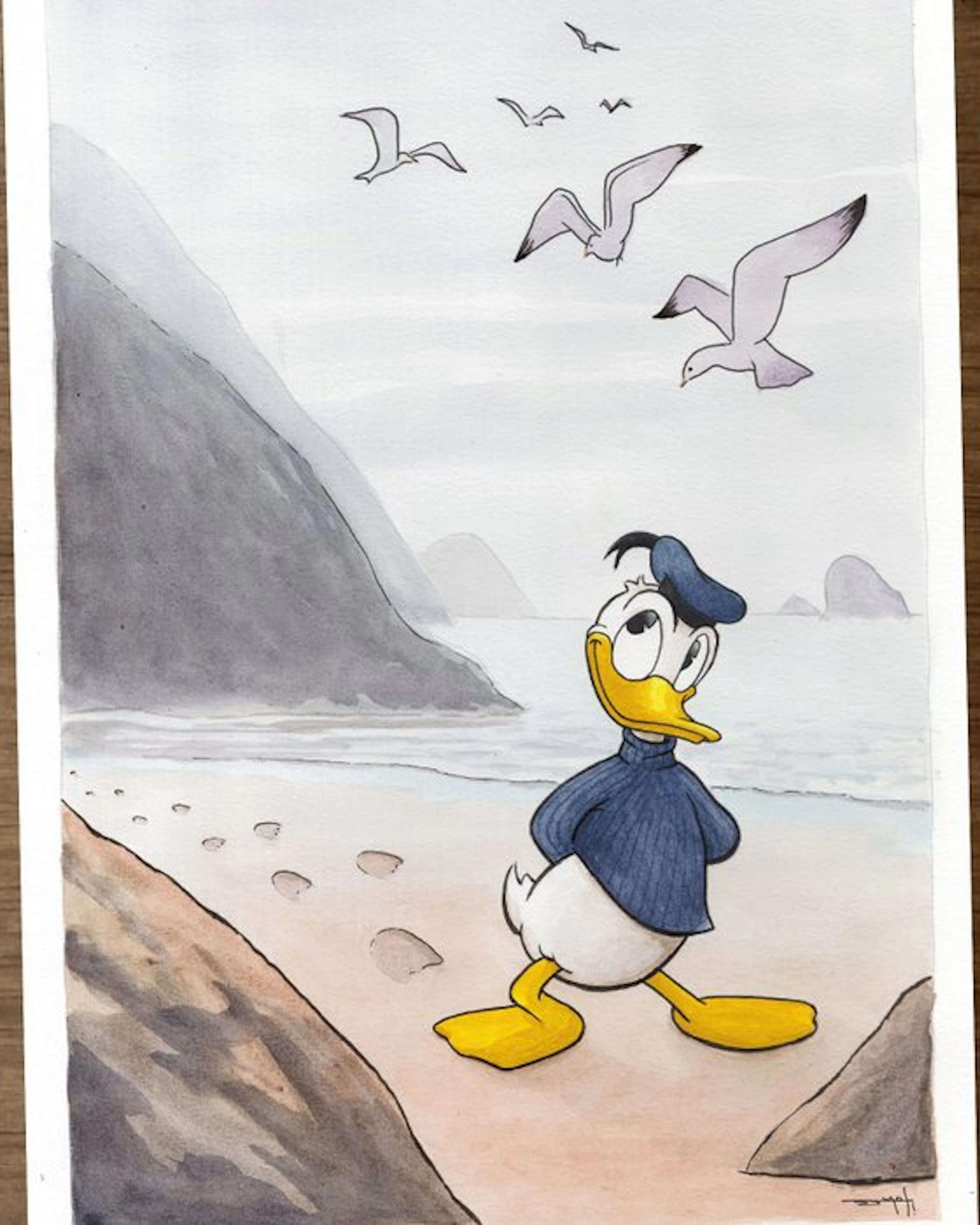 Jordi Juan Pujol - Donald Duck by the Seaside - Hand...