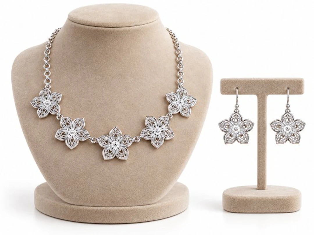 No reserve price - 2 piece jewellery set Silver
