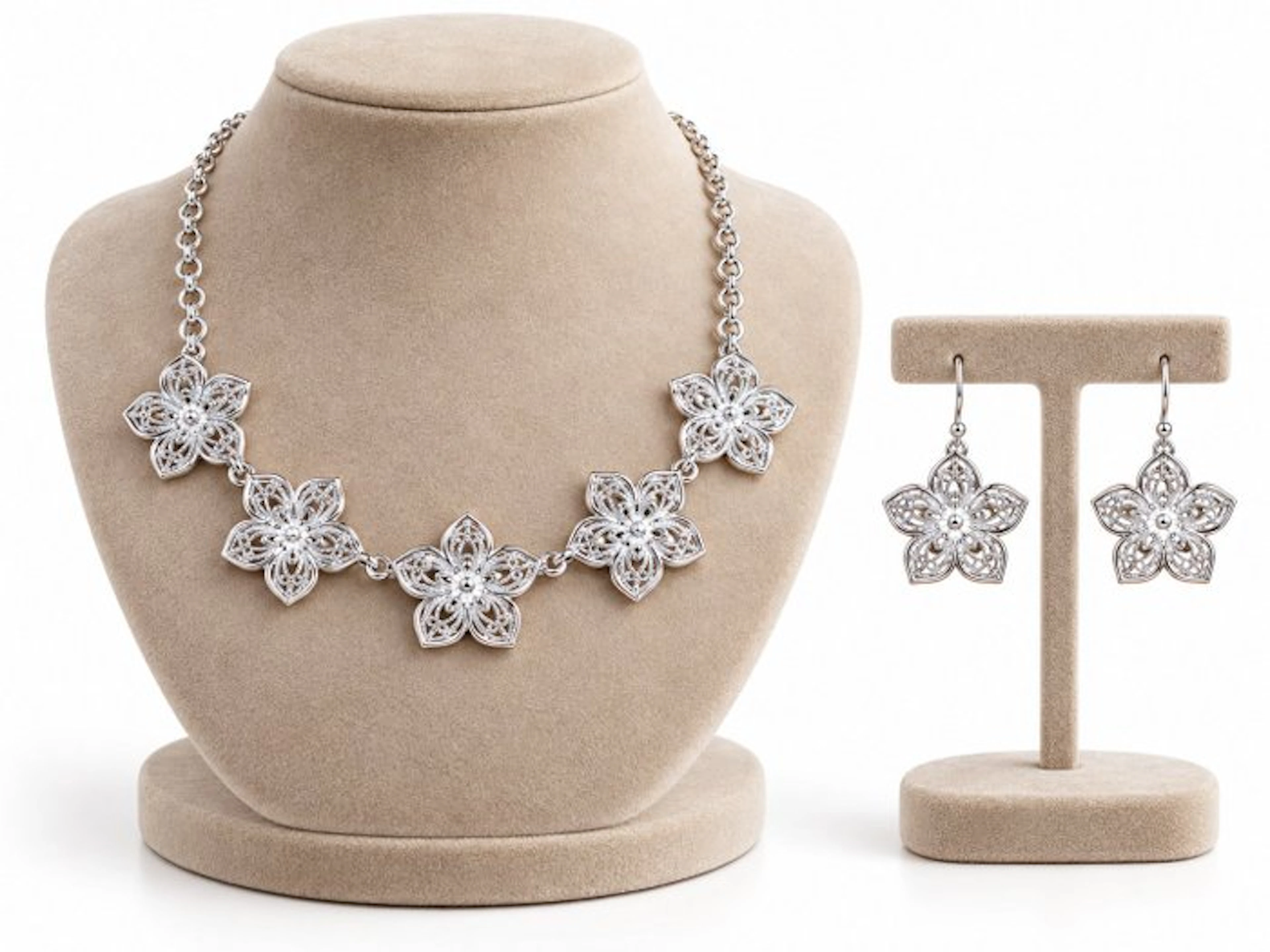 No reserve price - 2 piece jewellery set Silver