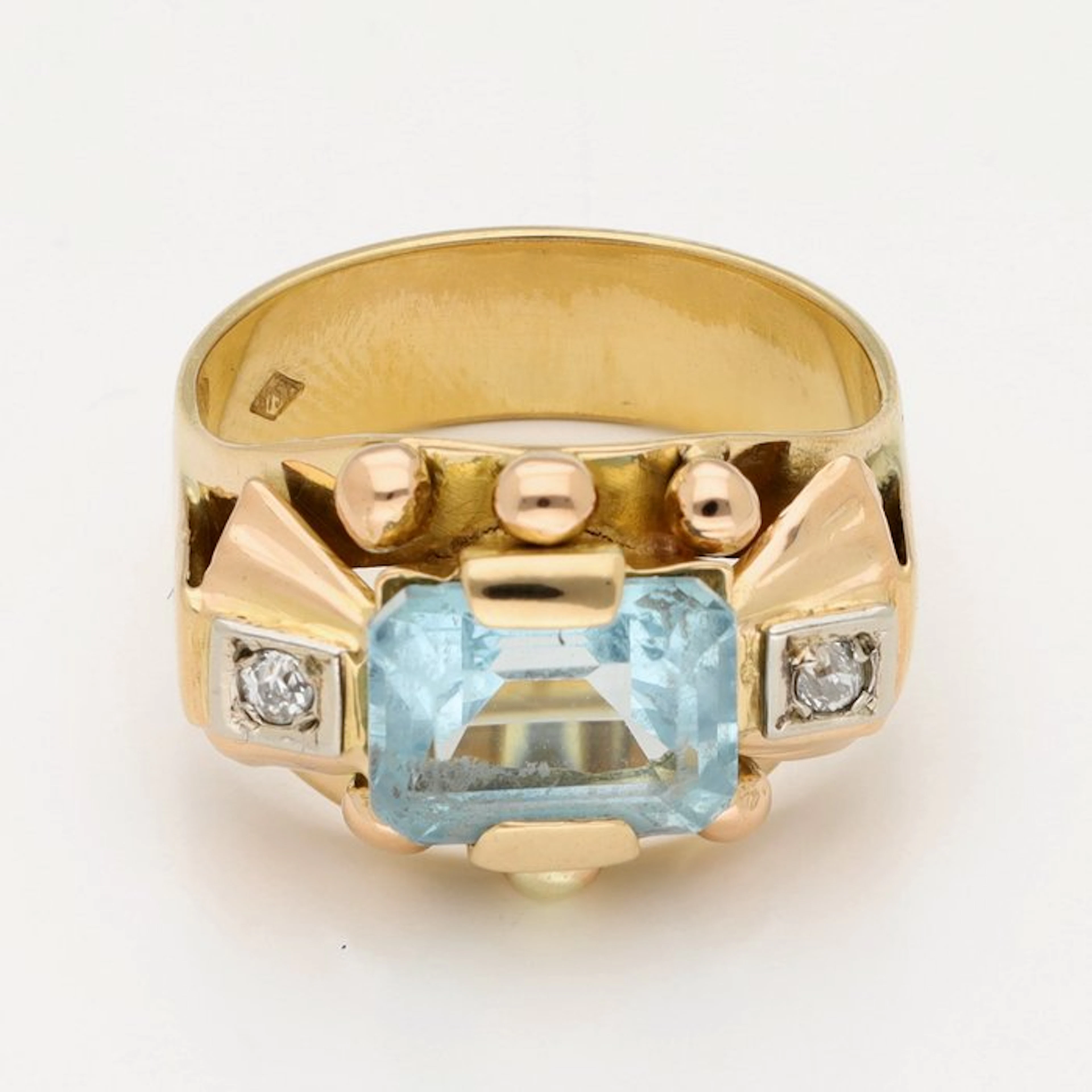 Ring - 18 kt. Yellow gold - Diamond - Topaz