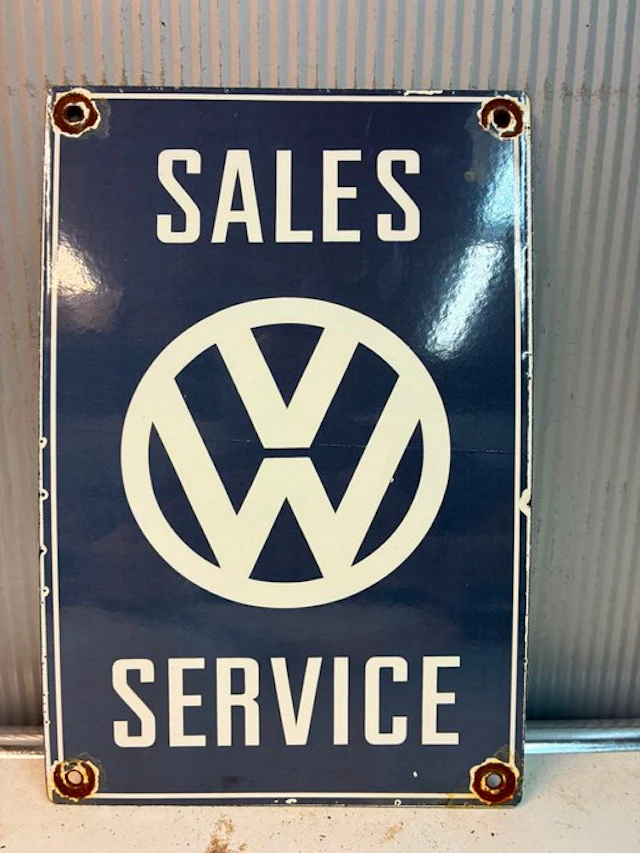 Volkswagen Sales & Service – Emaille Reclamebord – VW...