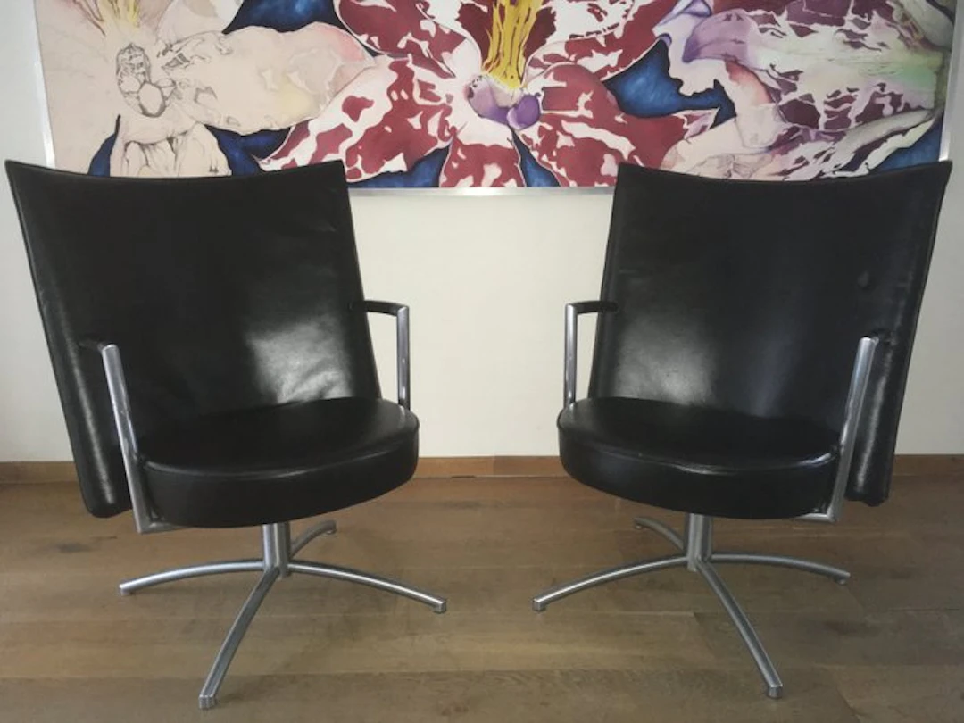 Erik Jørgensen - Armchair (2) - Leather, Aluminium, Metal