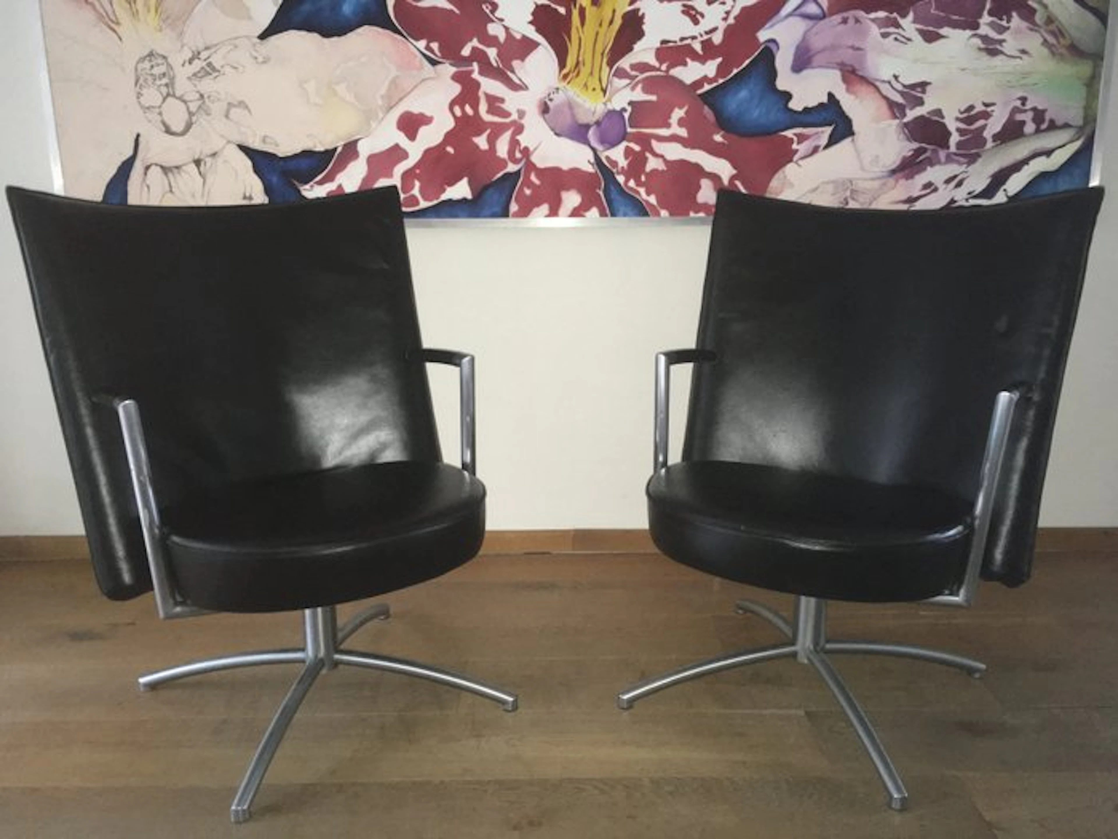 Erik Jørgensen - Armchair (2) - Leather, Aluminium, Metal