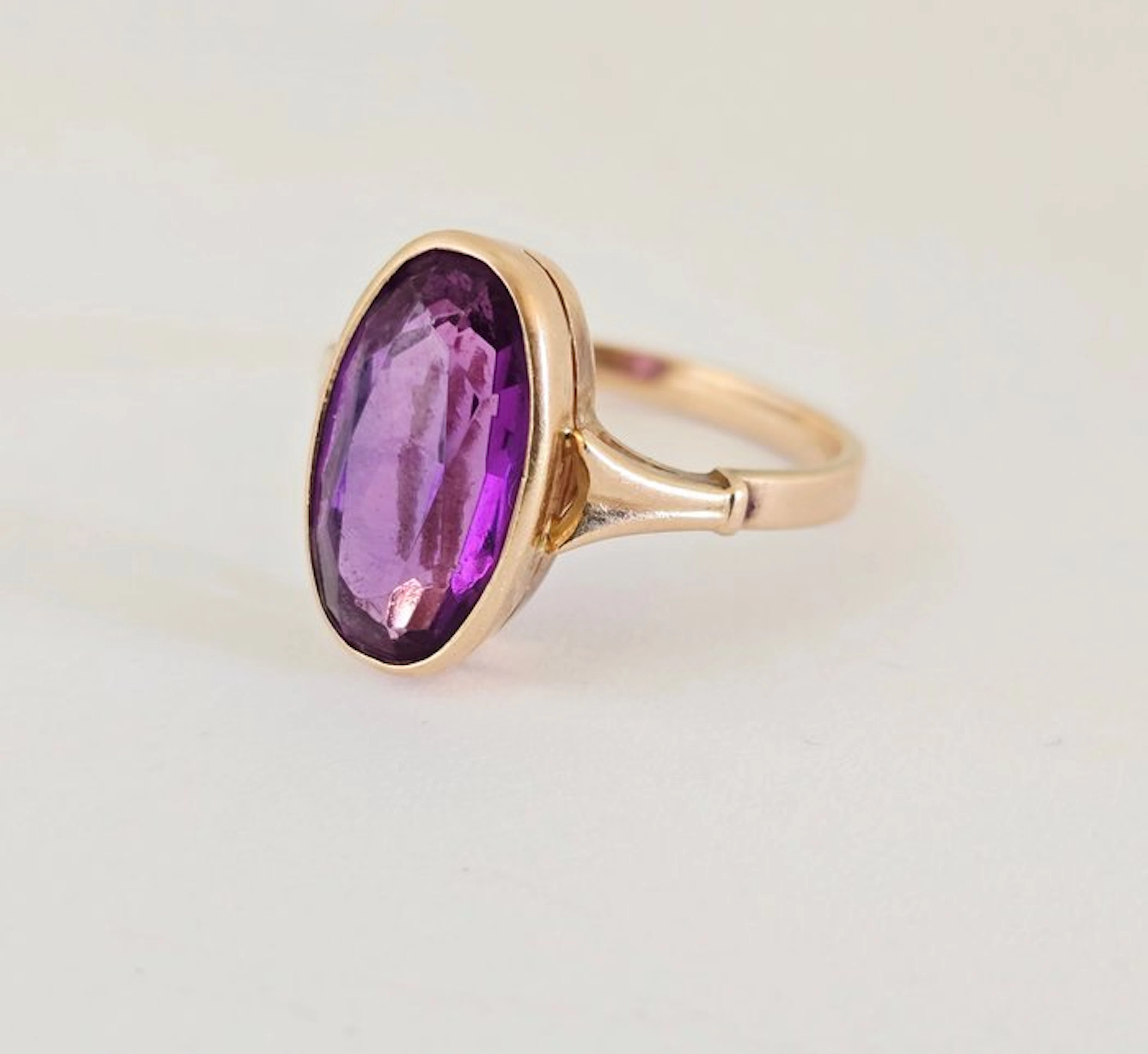 No reserve price - Ring - 14 kt. Yellow gold - Amethyst