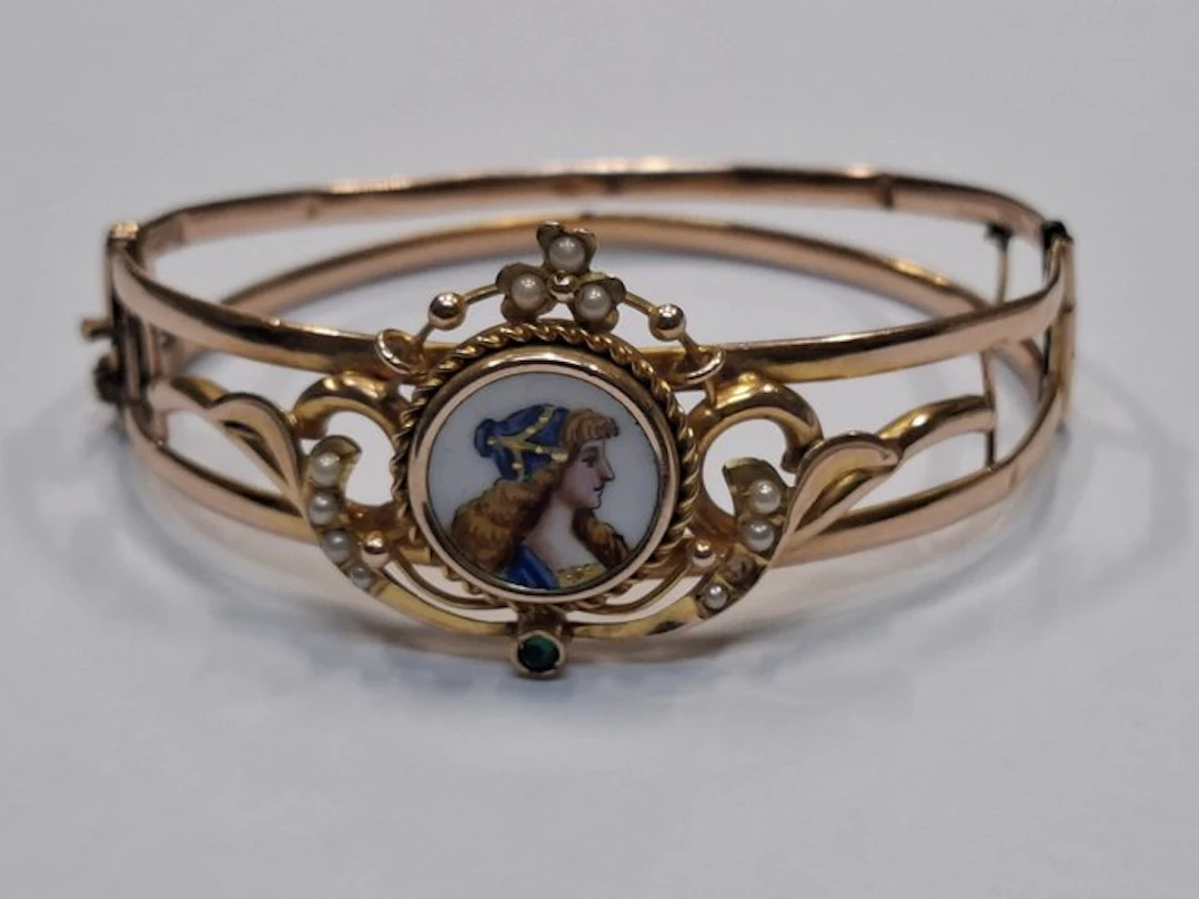 Bracelet - 14 kt. Yellow gold Emerald - Pearl