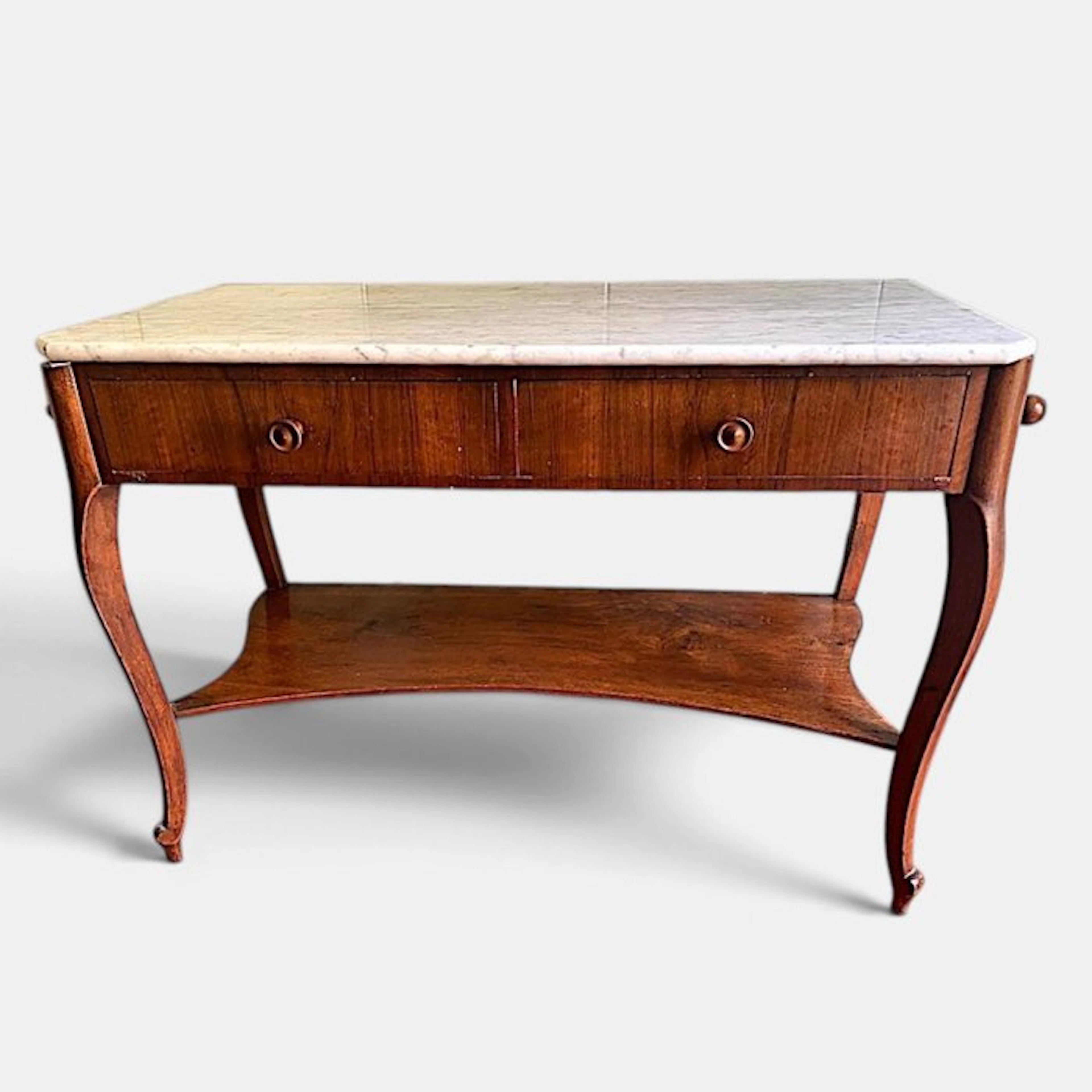 Console table - Carrara marble, Walnut - bathroom in Liberty style
