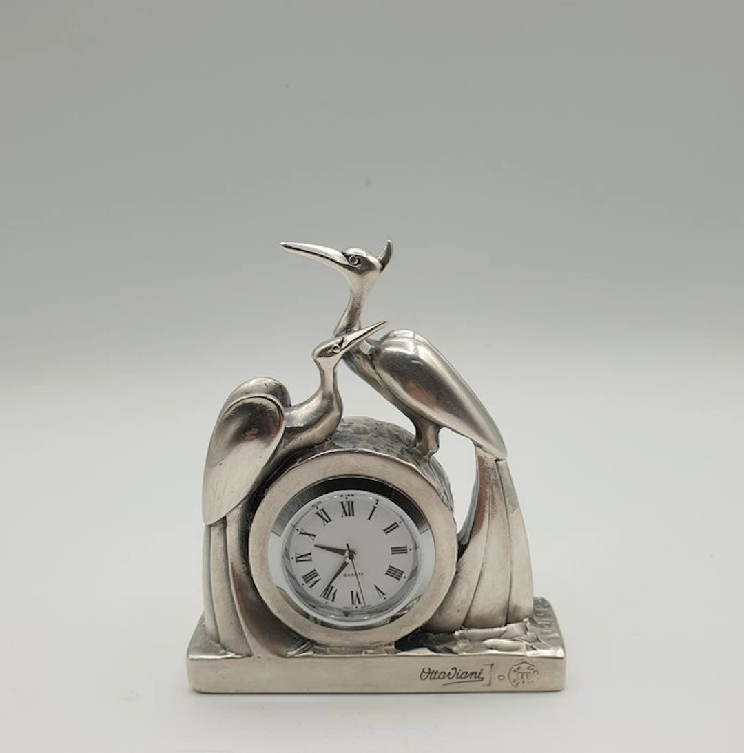 Ottaviani - Orologio "Aironi" rivestito in Argento - Figurine - Silver-plated
