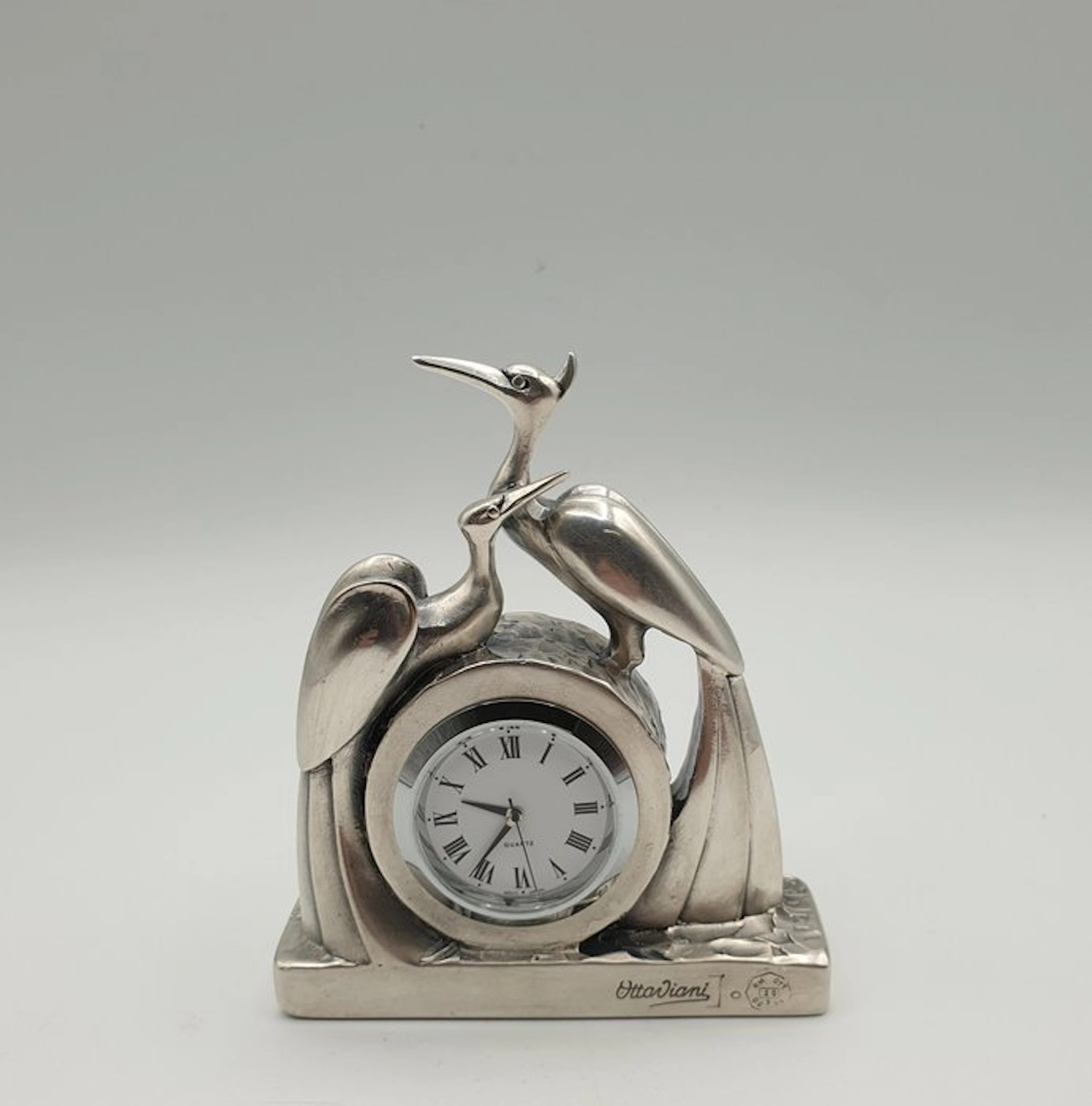 Ottaviani - Orologio "Aironi" rivestito in Argento - Figurine - Silver-plated