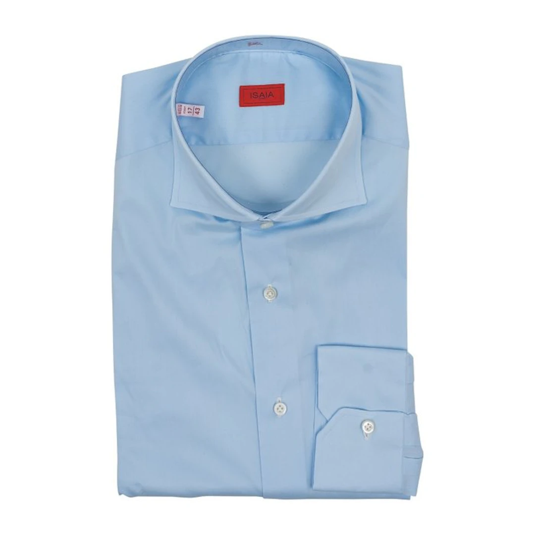 ISAIA NAPOLI - Size 17 - 43 - "Comfort" Blue Hand-Sewn...