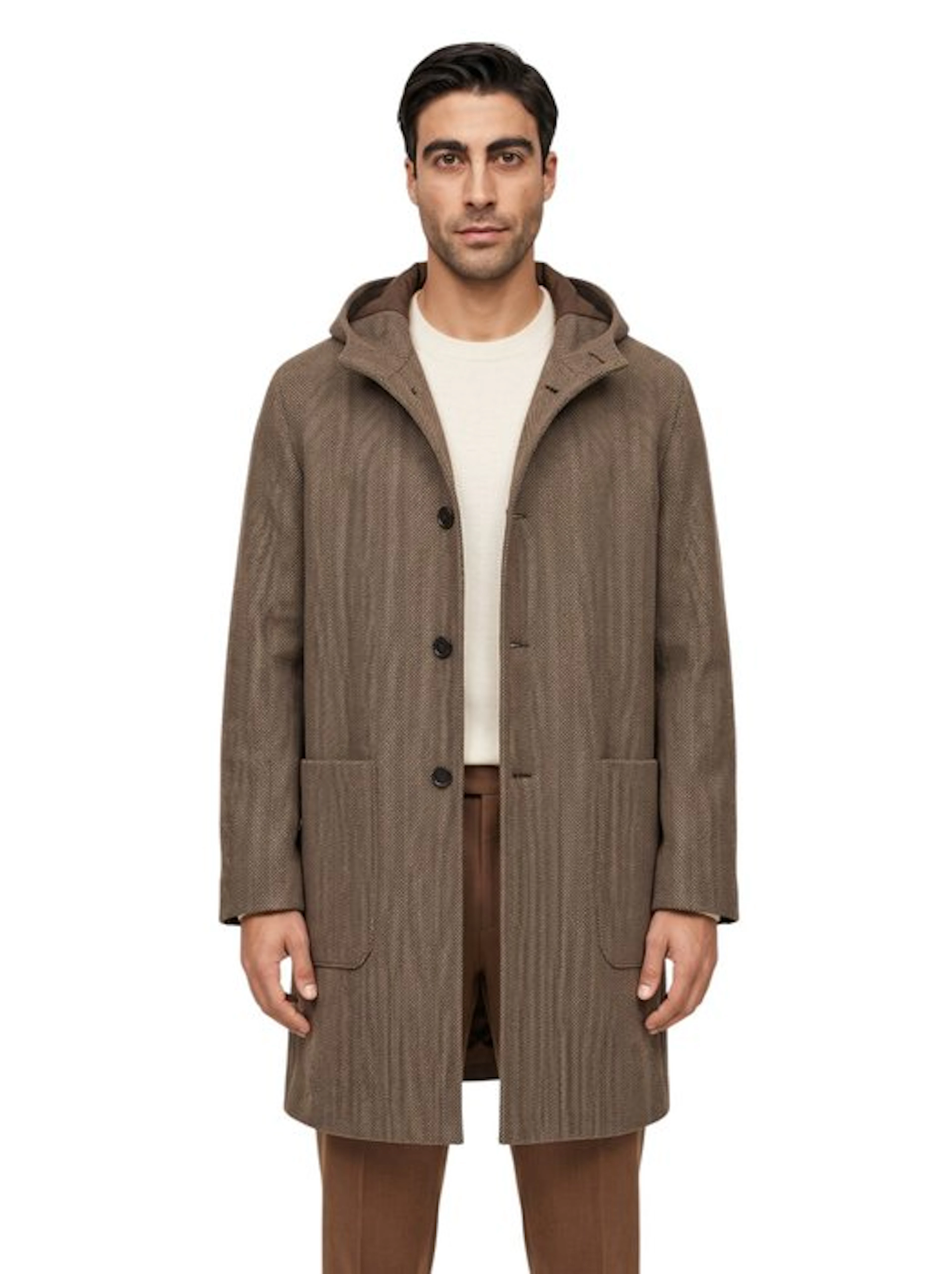 SARTORIA MASSACRI - 58 IT - Hoodie Coat Brown Herringbone...