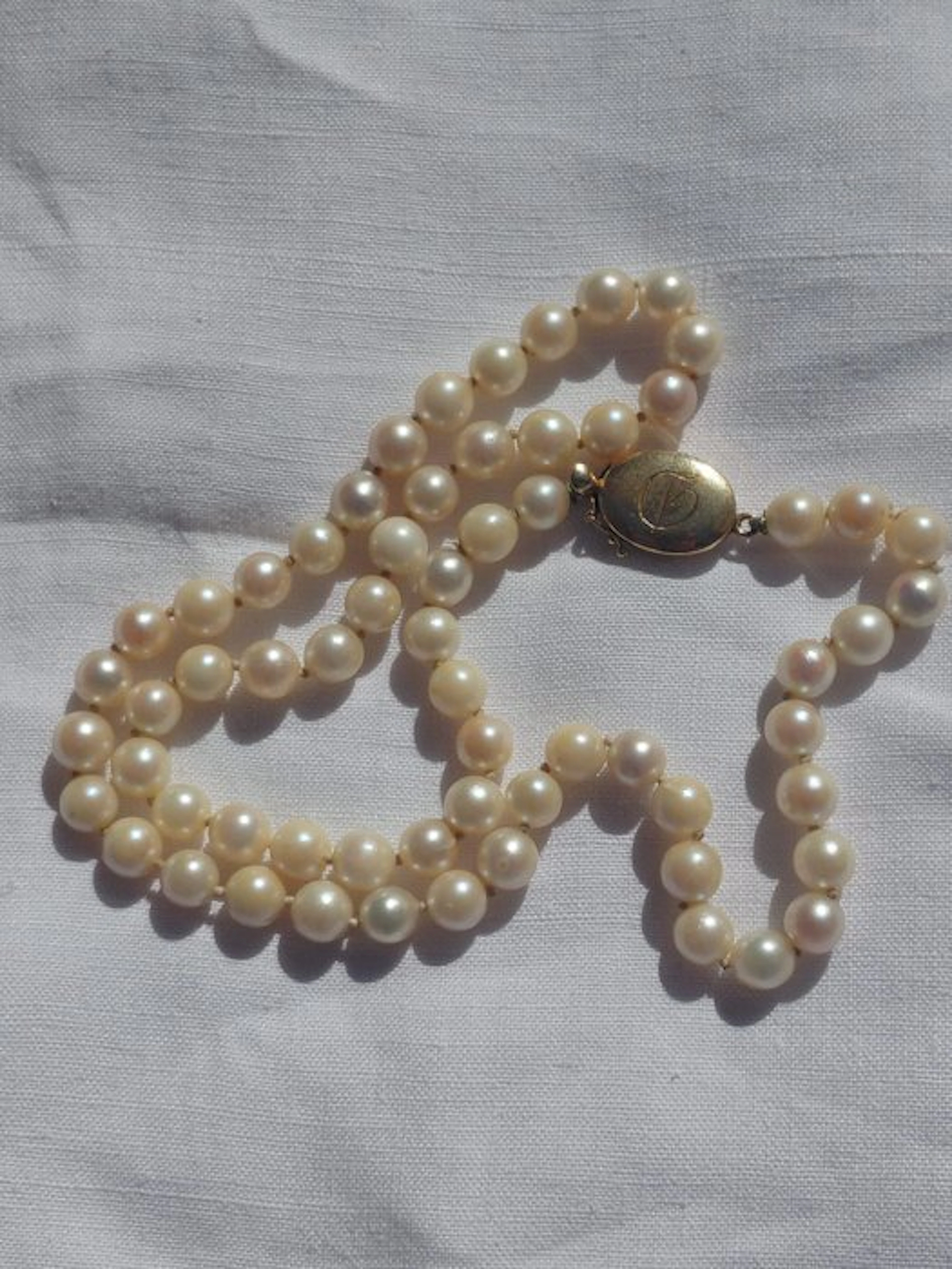 String of beads - 18 kt. Yellow gold Pearl