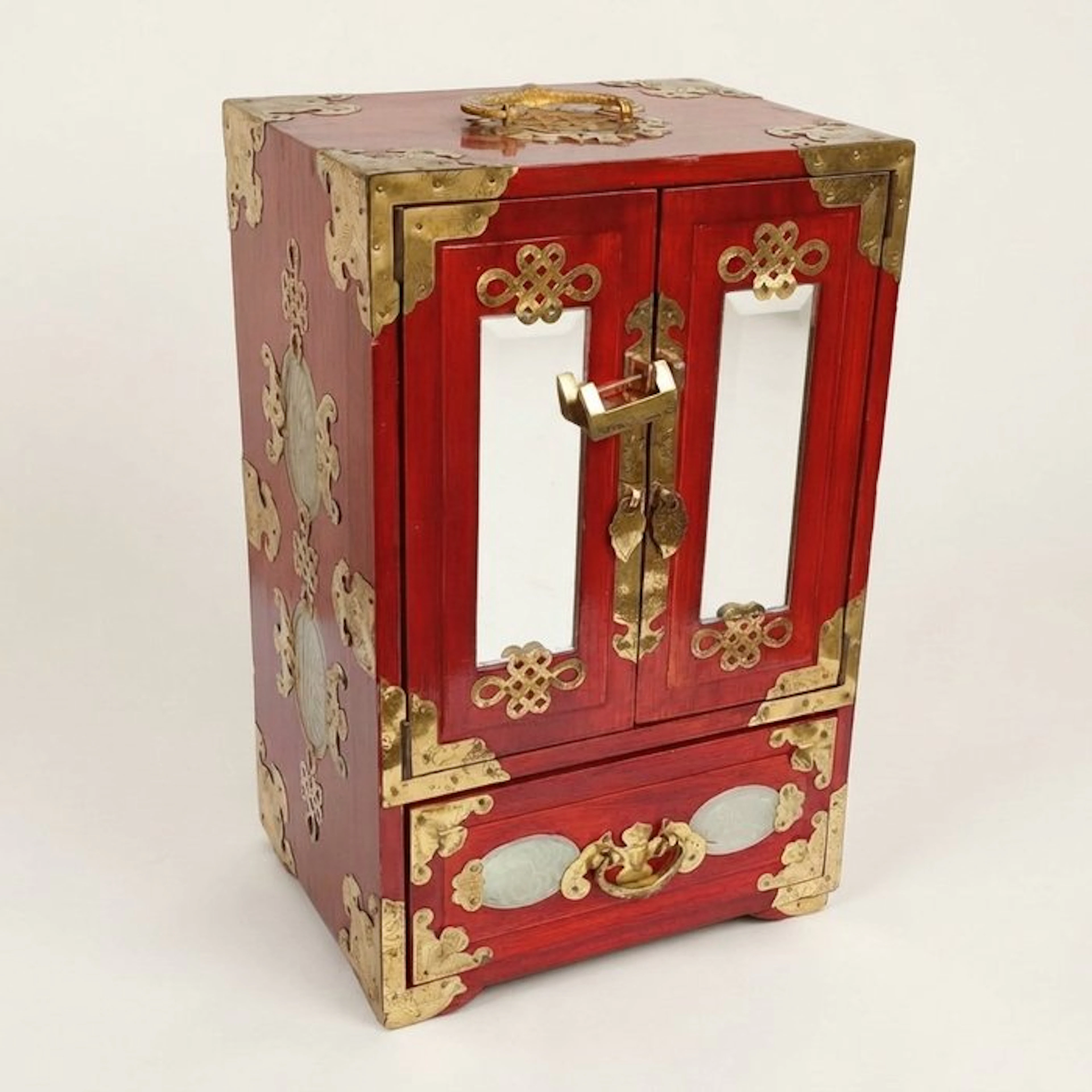 Vintage - Grand Cabinet de voyage bois laqué et pierre...