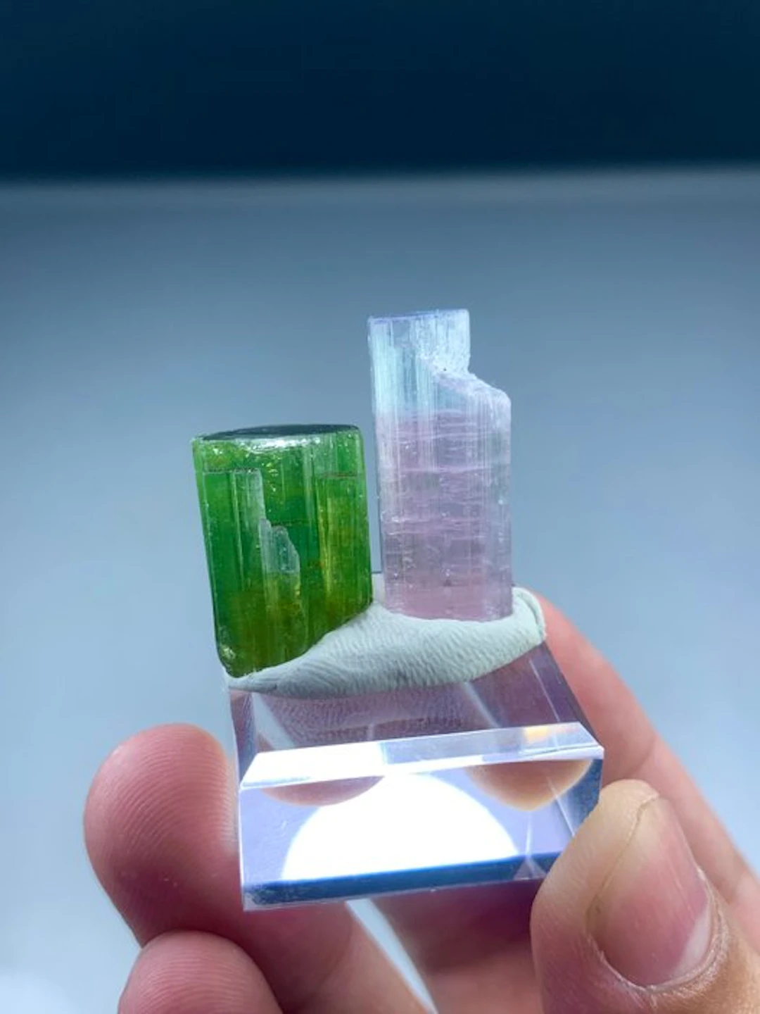Bicolour tourmaline Crystals - Height: 25 mm - Width: 10 mm- 11 g - (1)