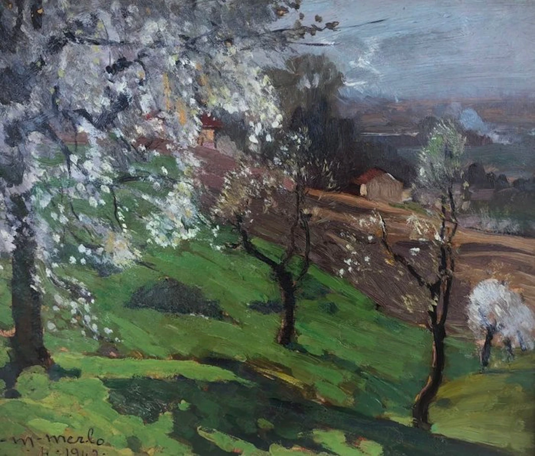Metello Merlo (1886-1964) - Ciliegi in fiore