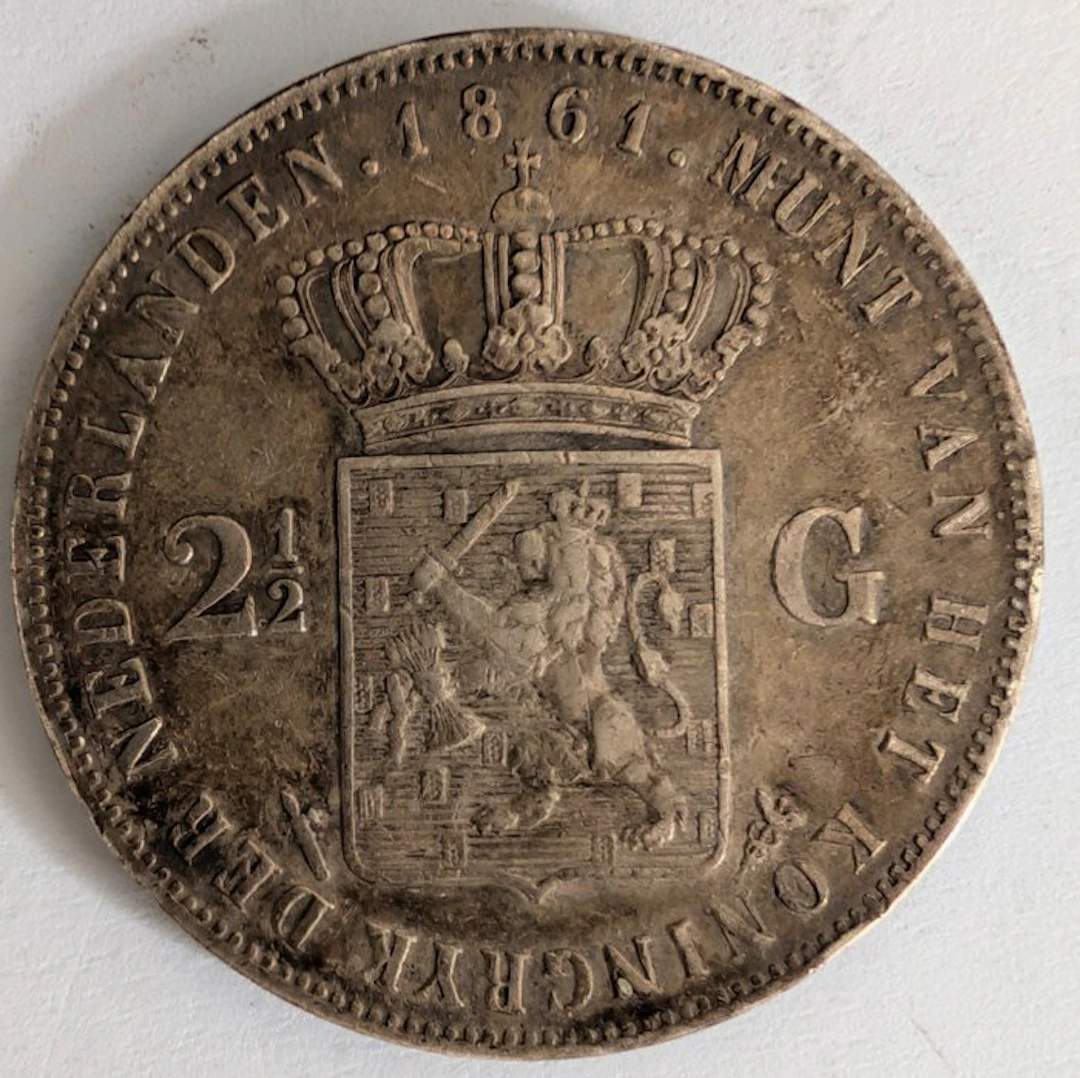 Netherlands. Willem III. 2 1/2 Gulden 1861A
