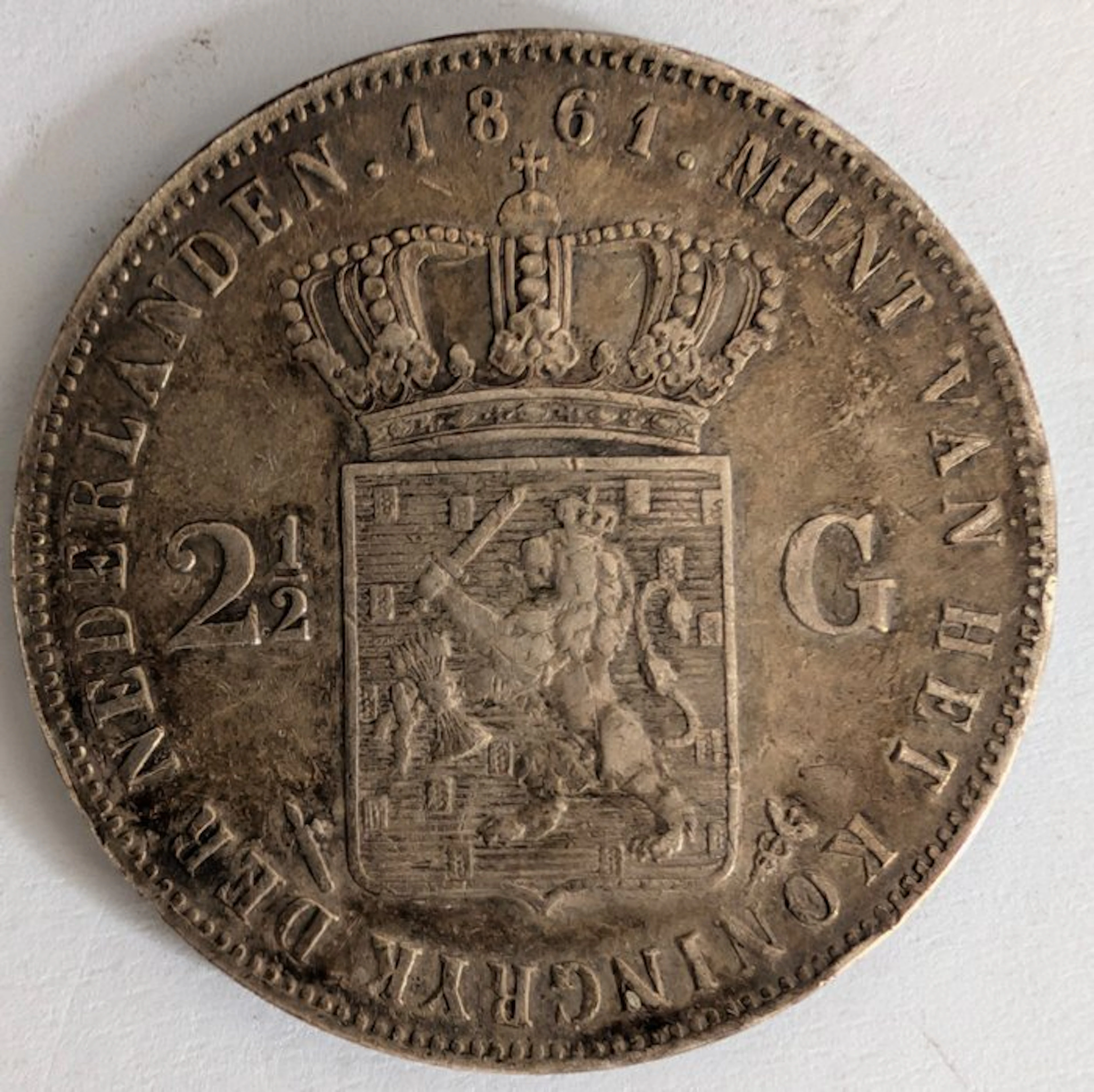 Netherlands. Willem III. 2 1/2 Gulden 1861A