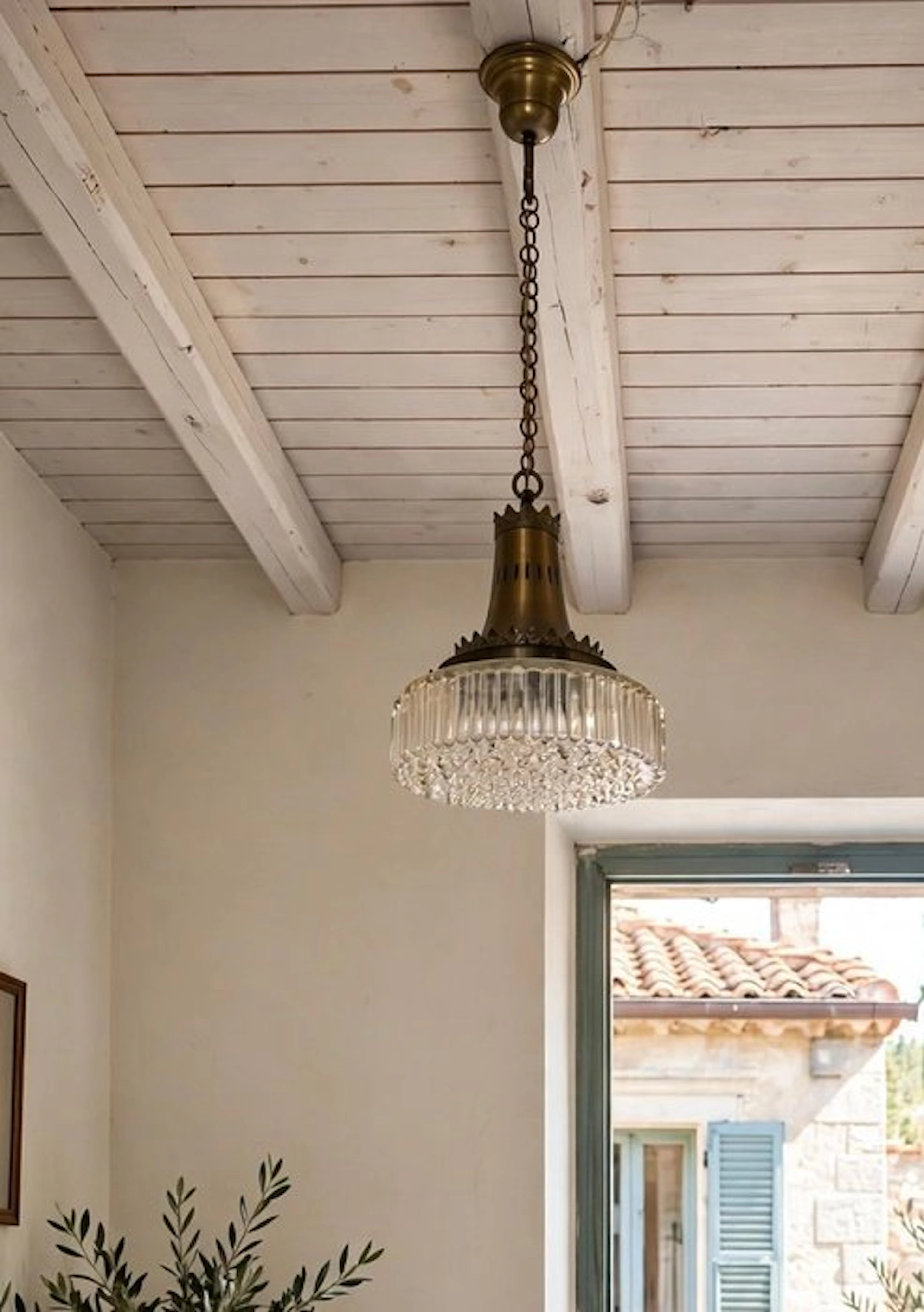 Lamp - Glass, burnished metal - Mid-Century Modern