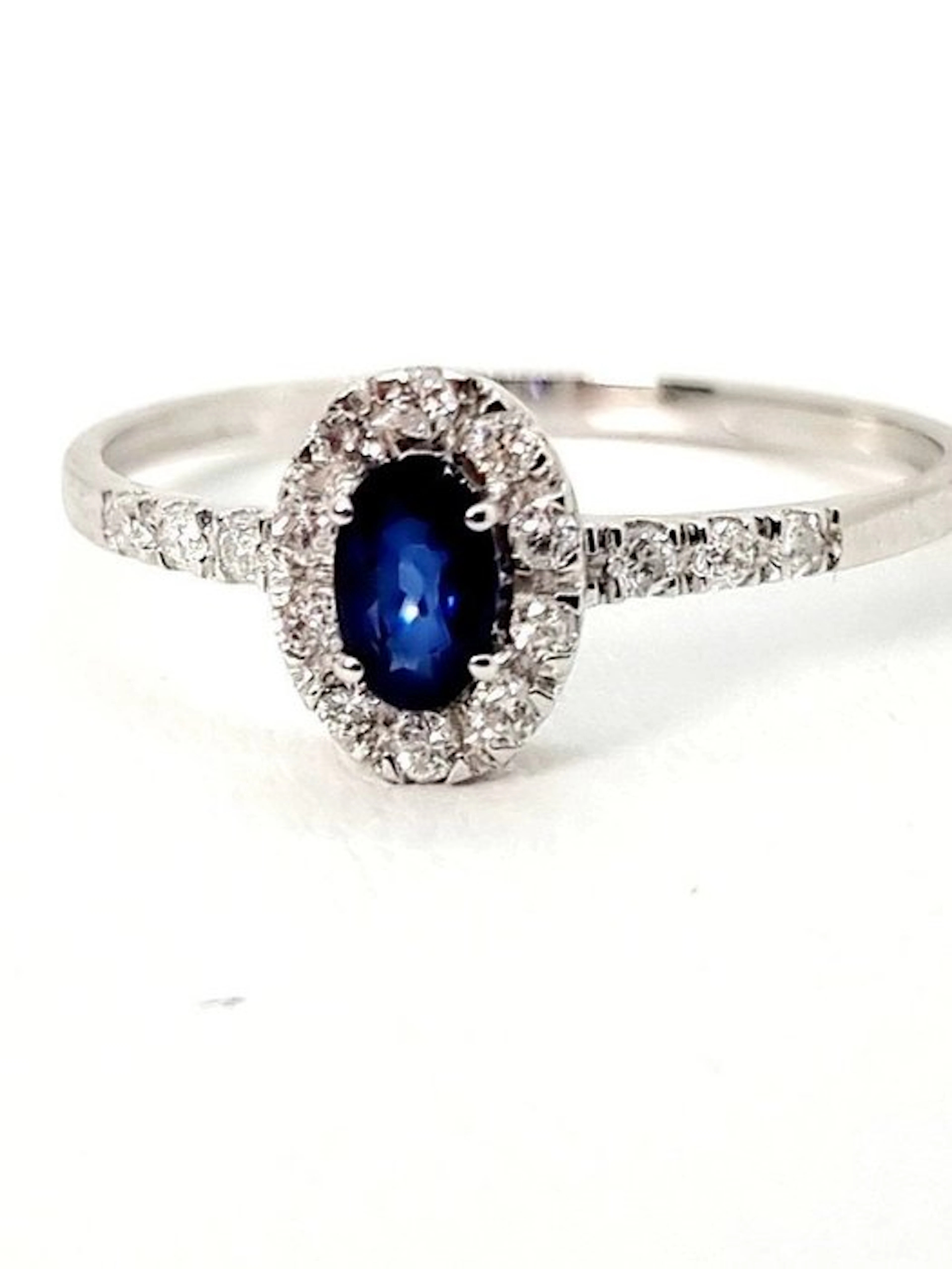 Ring - 18 kt. White gold Sapphire - Diamond