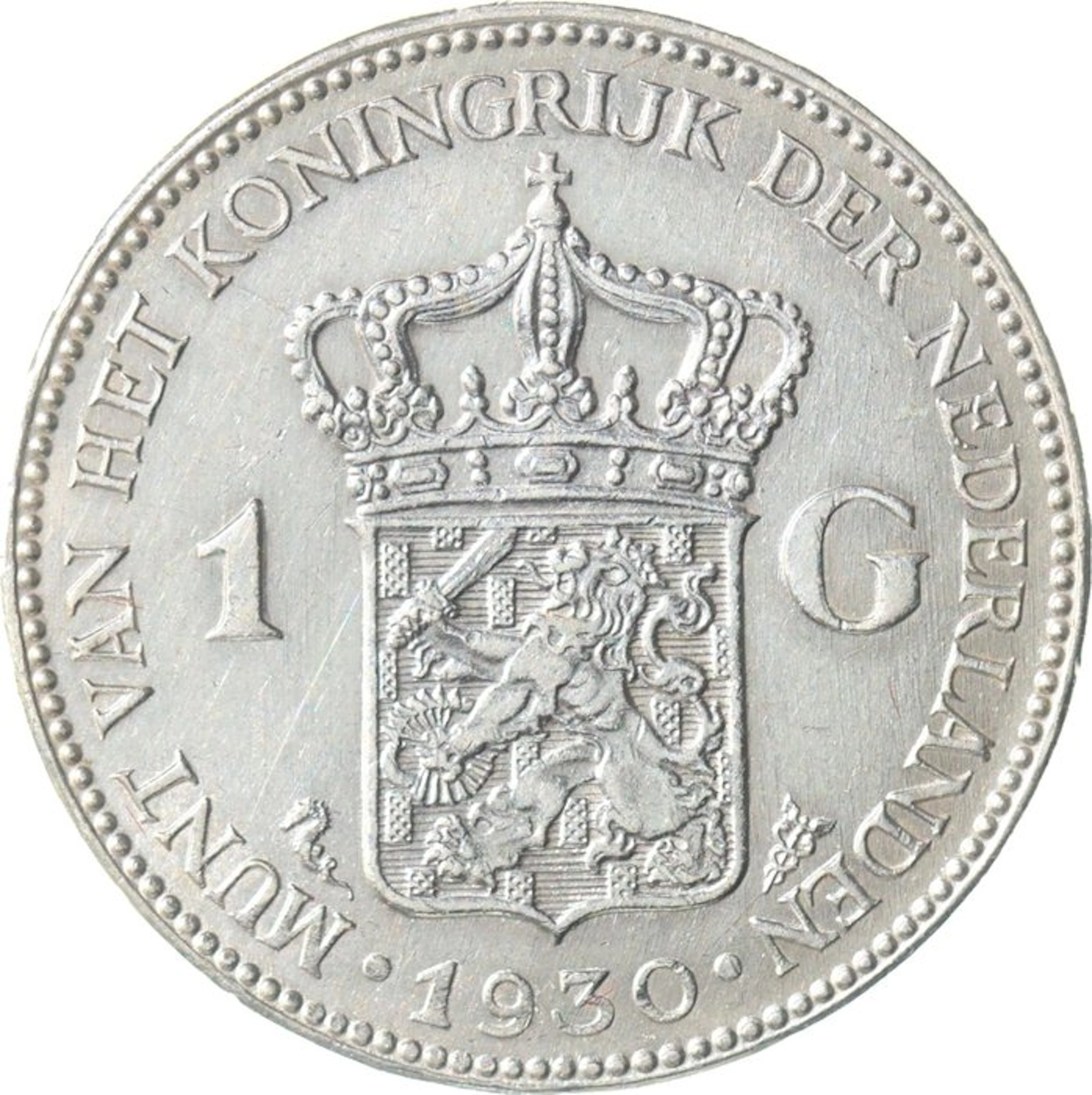 Netherlands. Wilhelmina. 1 Gulden 1930 KWALITEIT (No reserve price)
