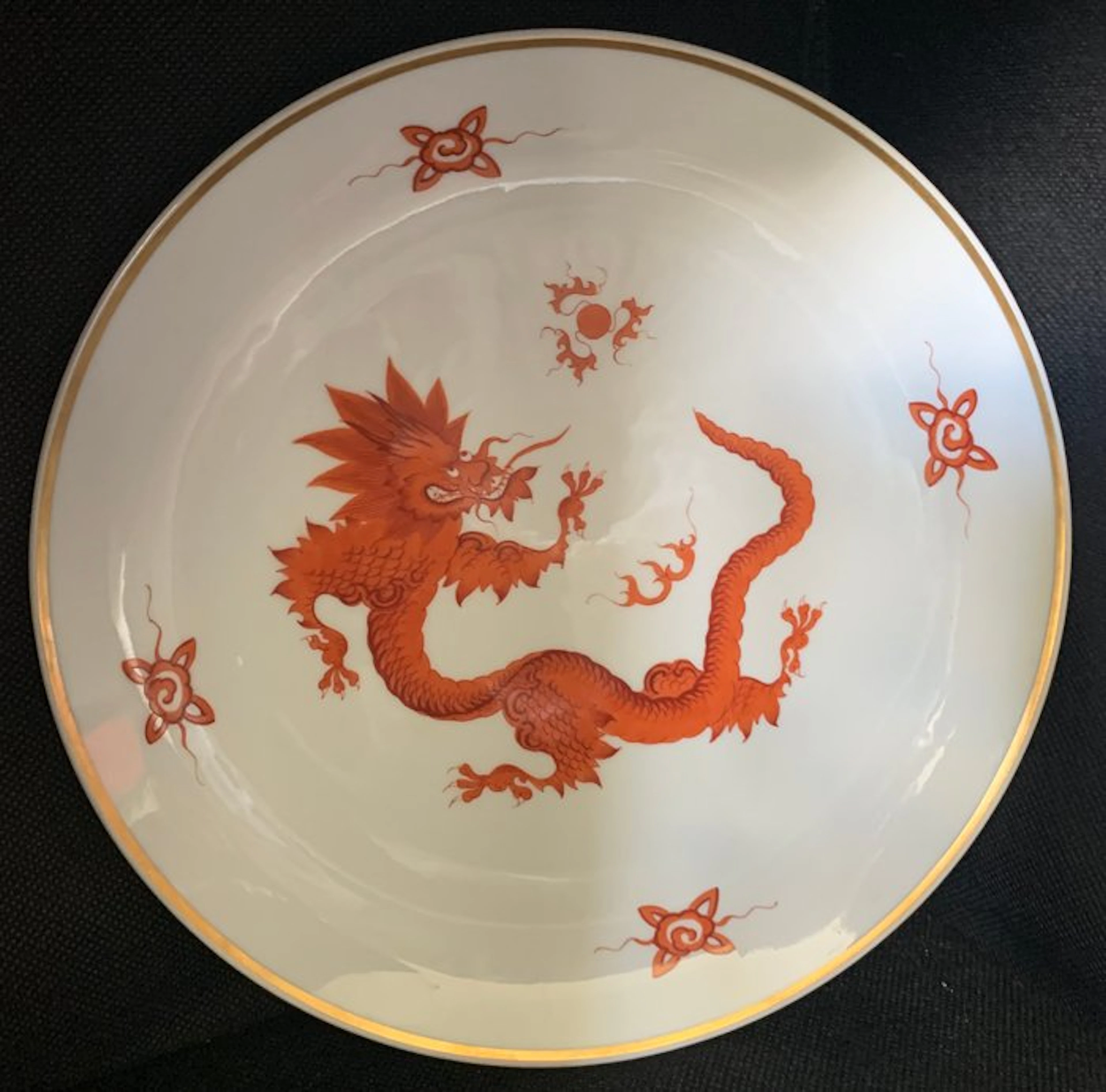 Decorative ornament - Meissen - Germany - Red Ming Dragon.