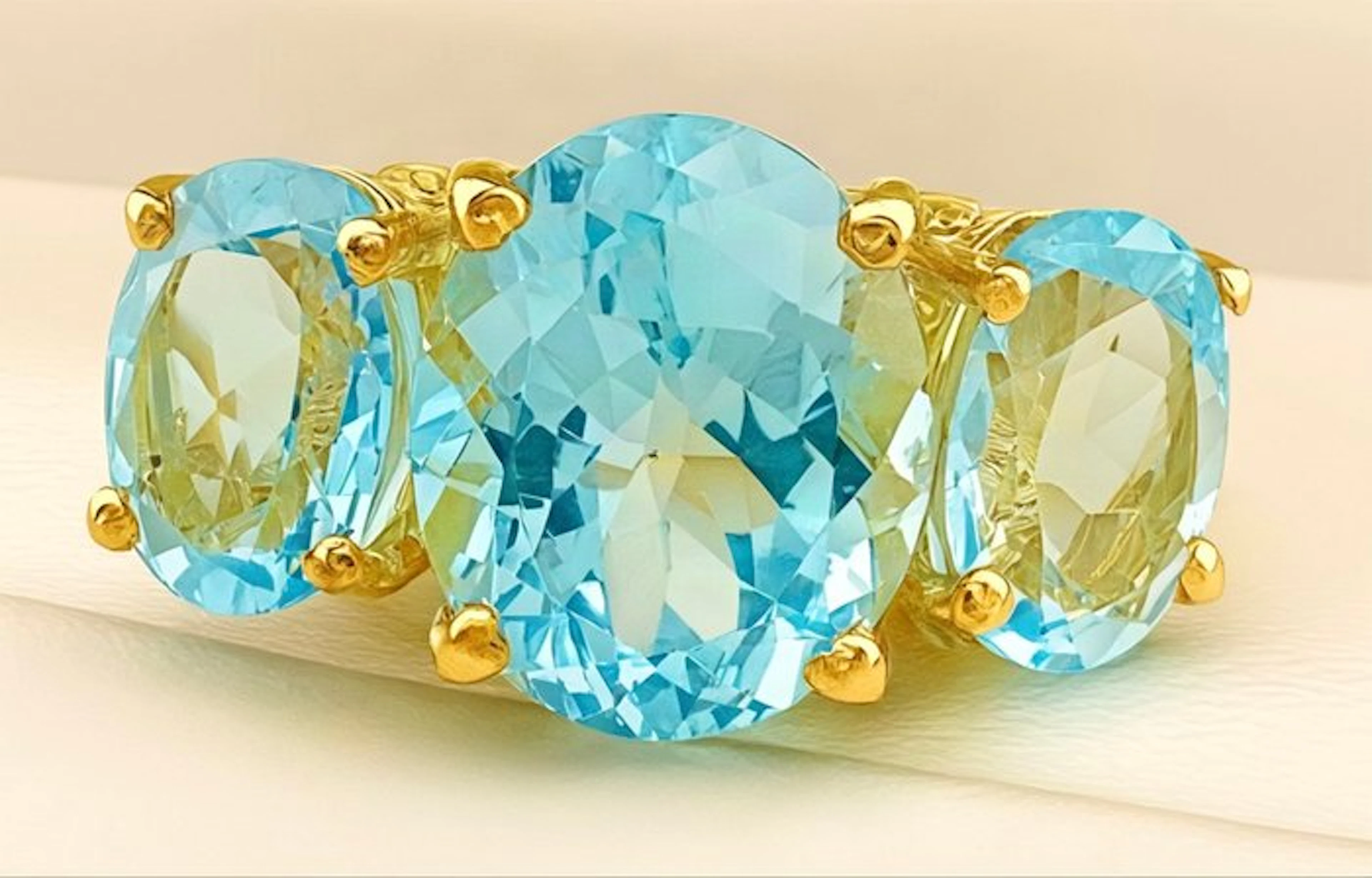 No reserve price - Ring - 9 kt. Yellow gold, Silver Topaz