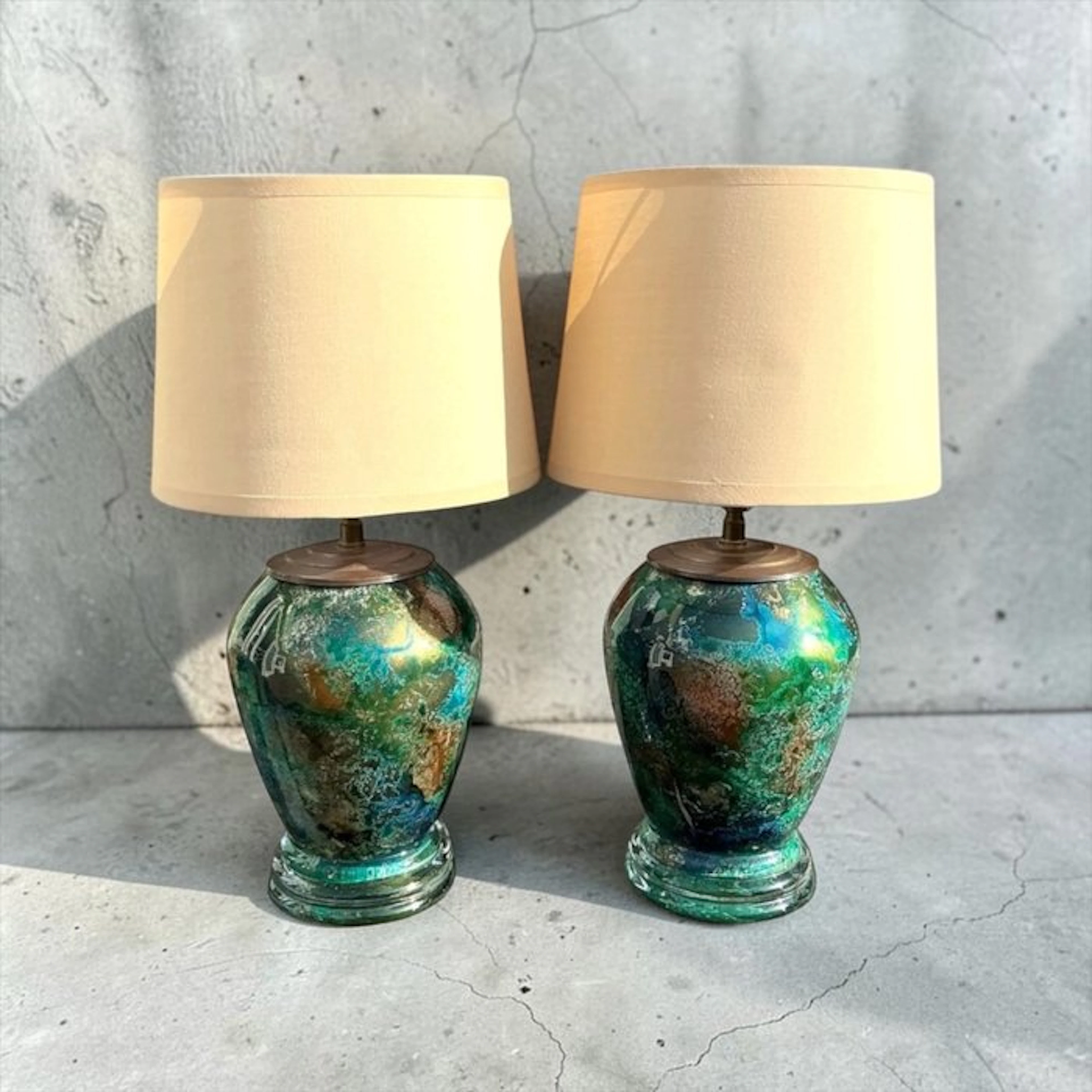 Table lamp (2) - Pair of Vintage Art Glass Table Lamps by...