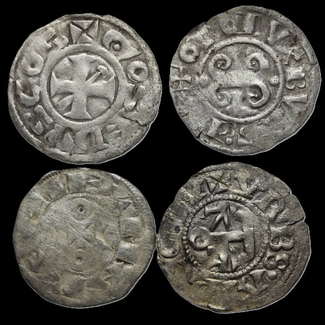 France Lote de 4 dineros de plata de la época de las Cruzadas