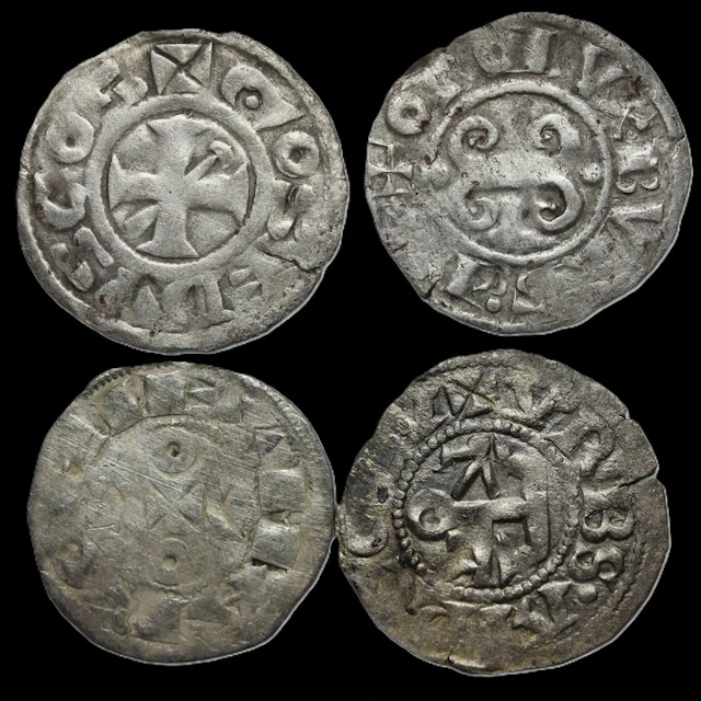 France Lote de 4 dineros de plata de la época de las Cruzadas