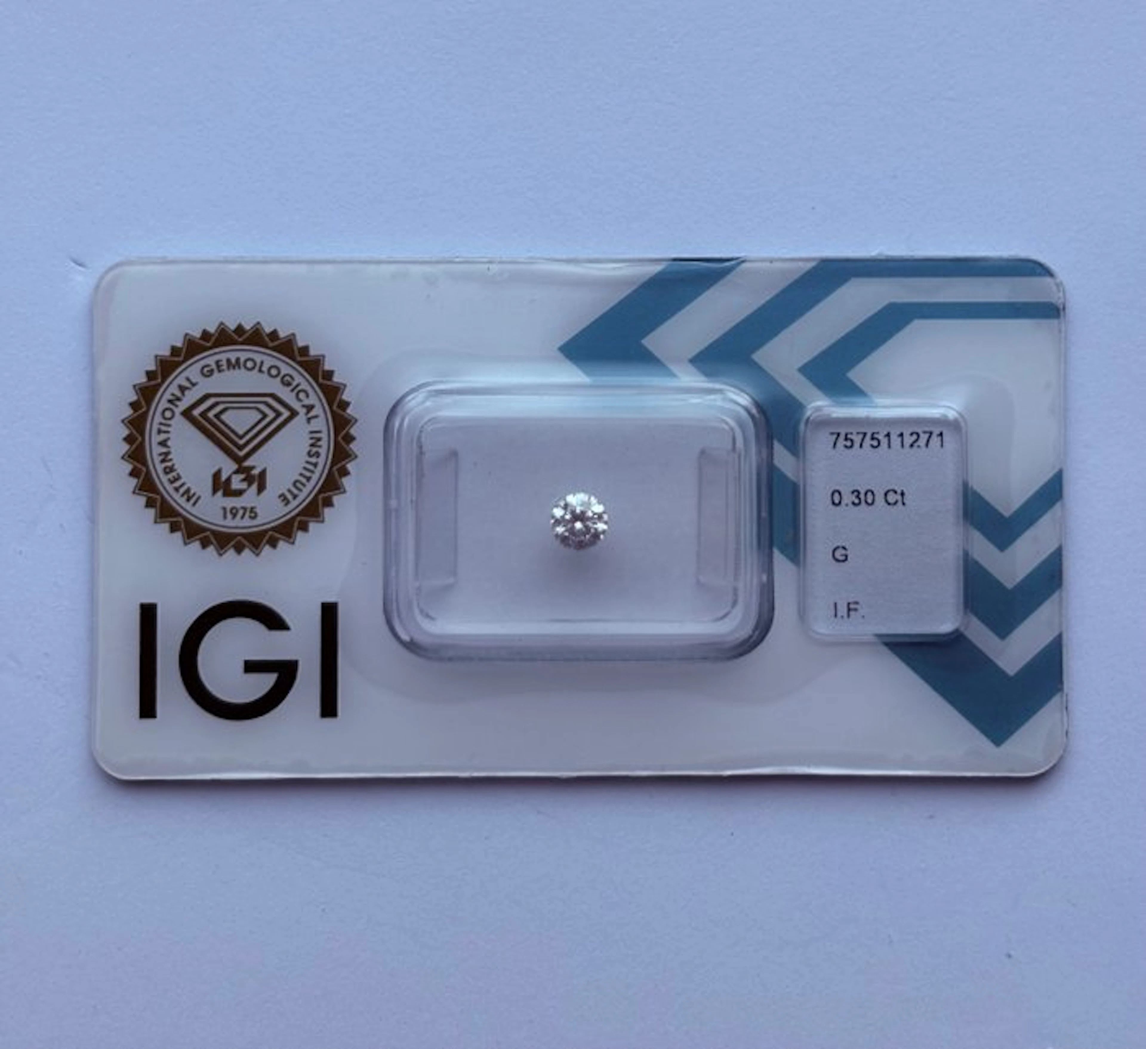 1 pcs Diamond (Natural) - 0.30 ct - Round - G - IF...