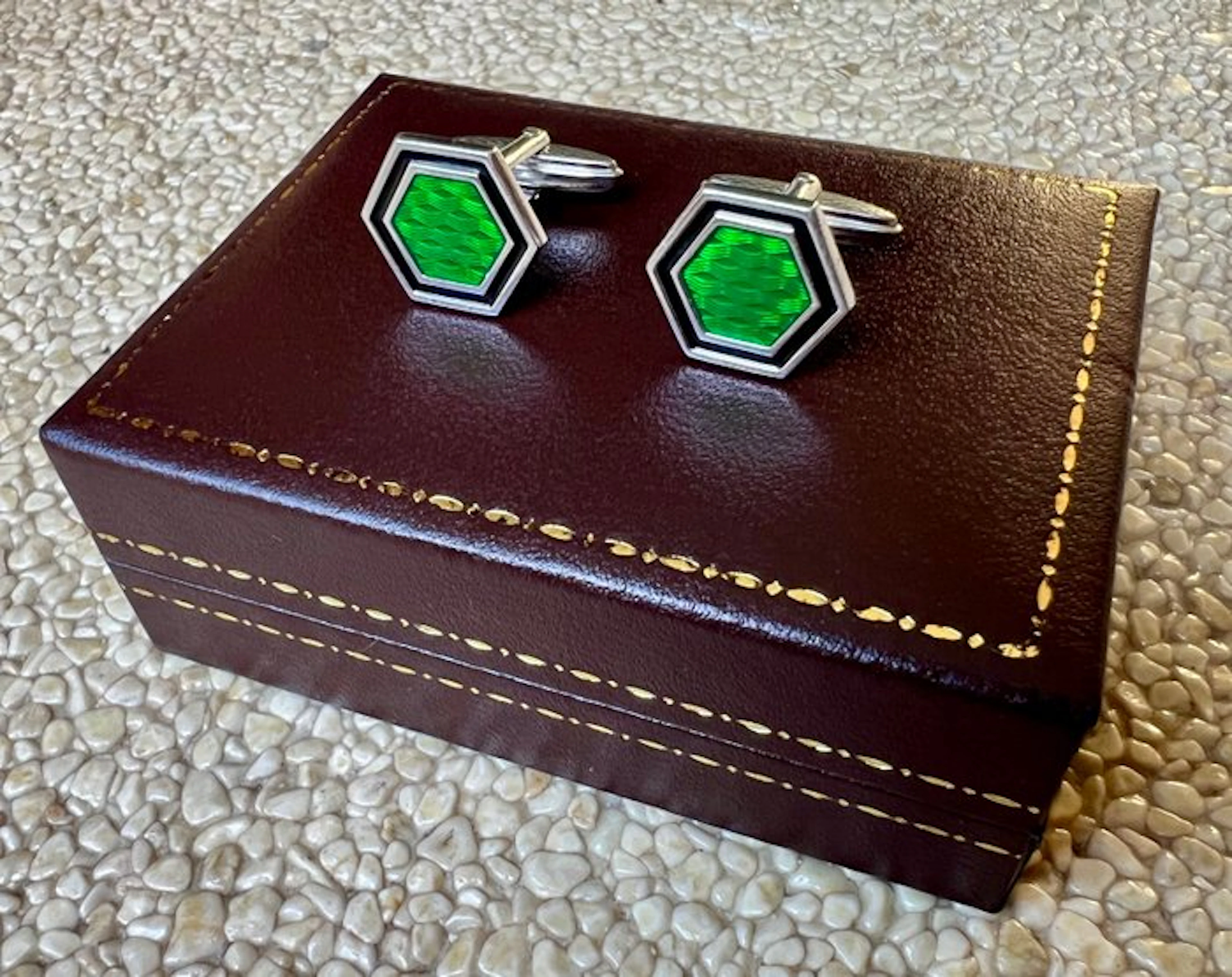 Alfred Dunhill - Silver - Cufflinks - Enamel Guilloche