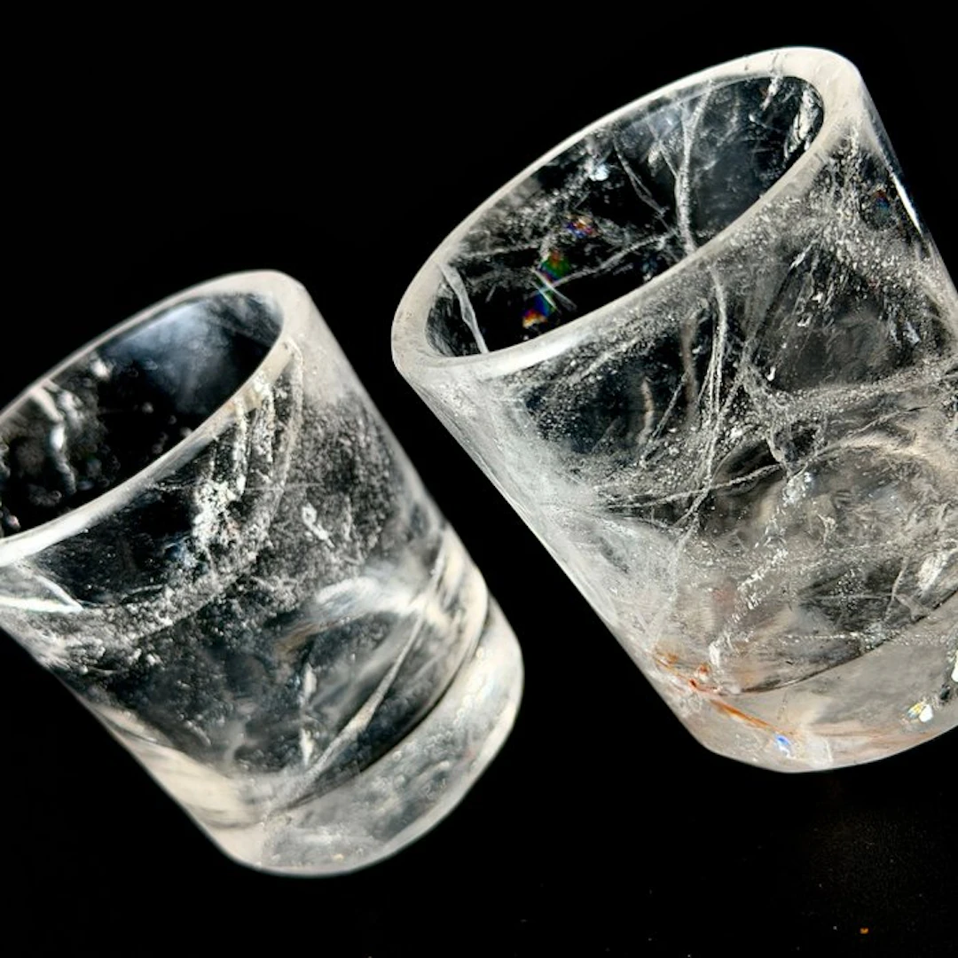 2 Natural Quartz Shot Glasses – Mineral Elegance Bowl...