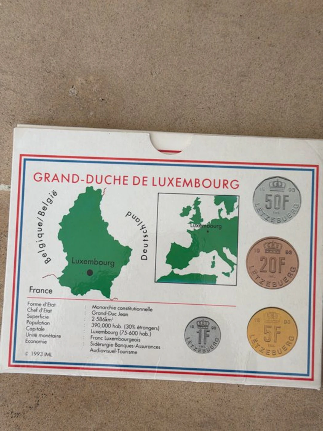 Luxembourg. Grand-Duc Jean. 1 F 1993 -1992 (No reserve price)