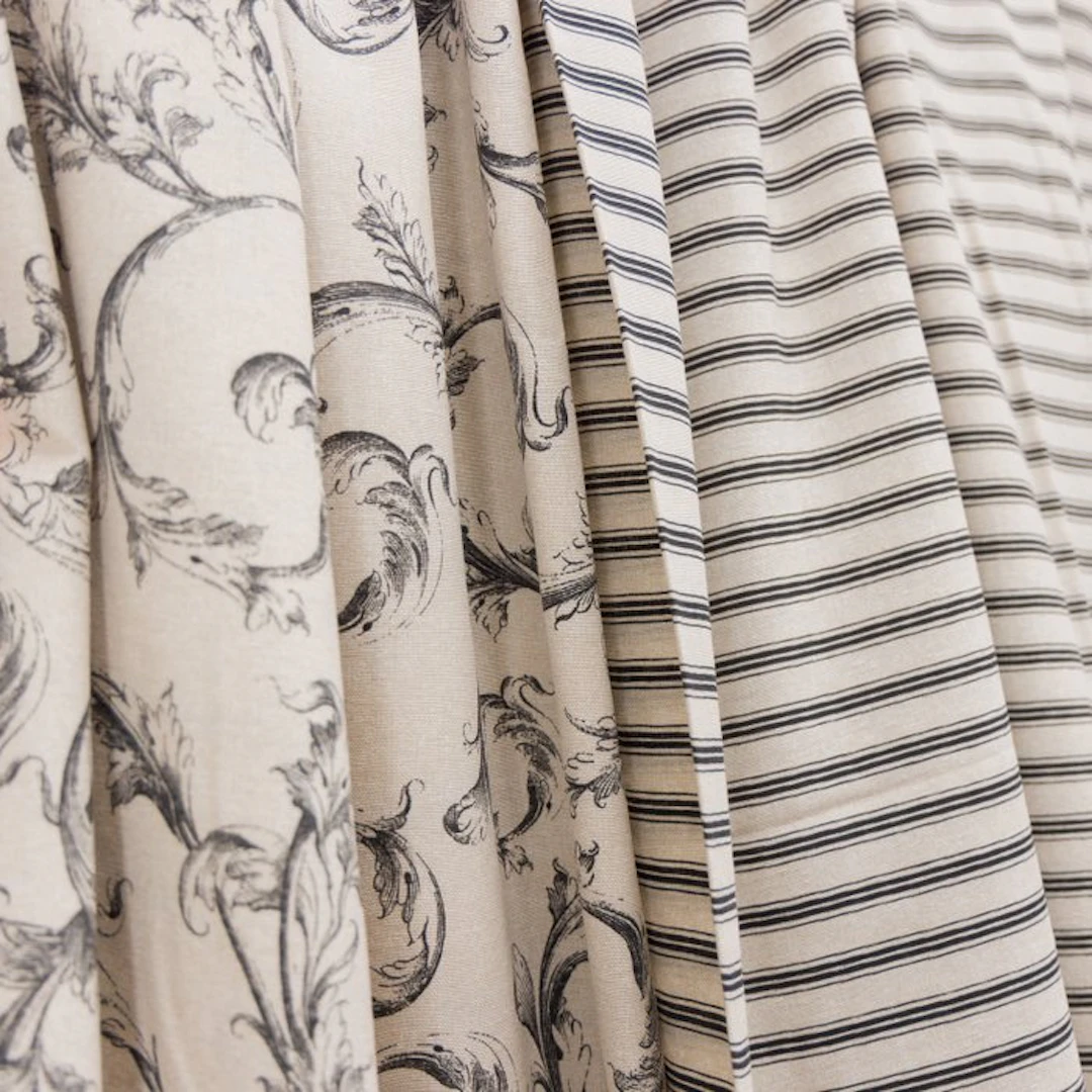 BA219 - Pair of Coordinated Upholstery Fabrics - Gray...