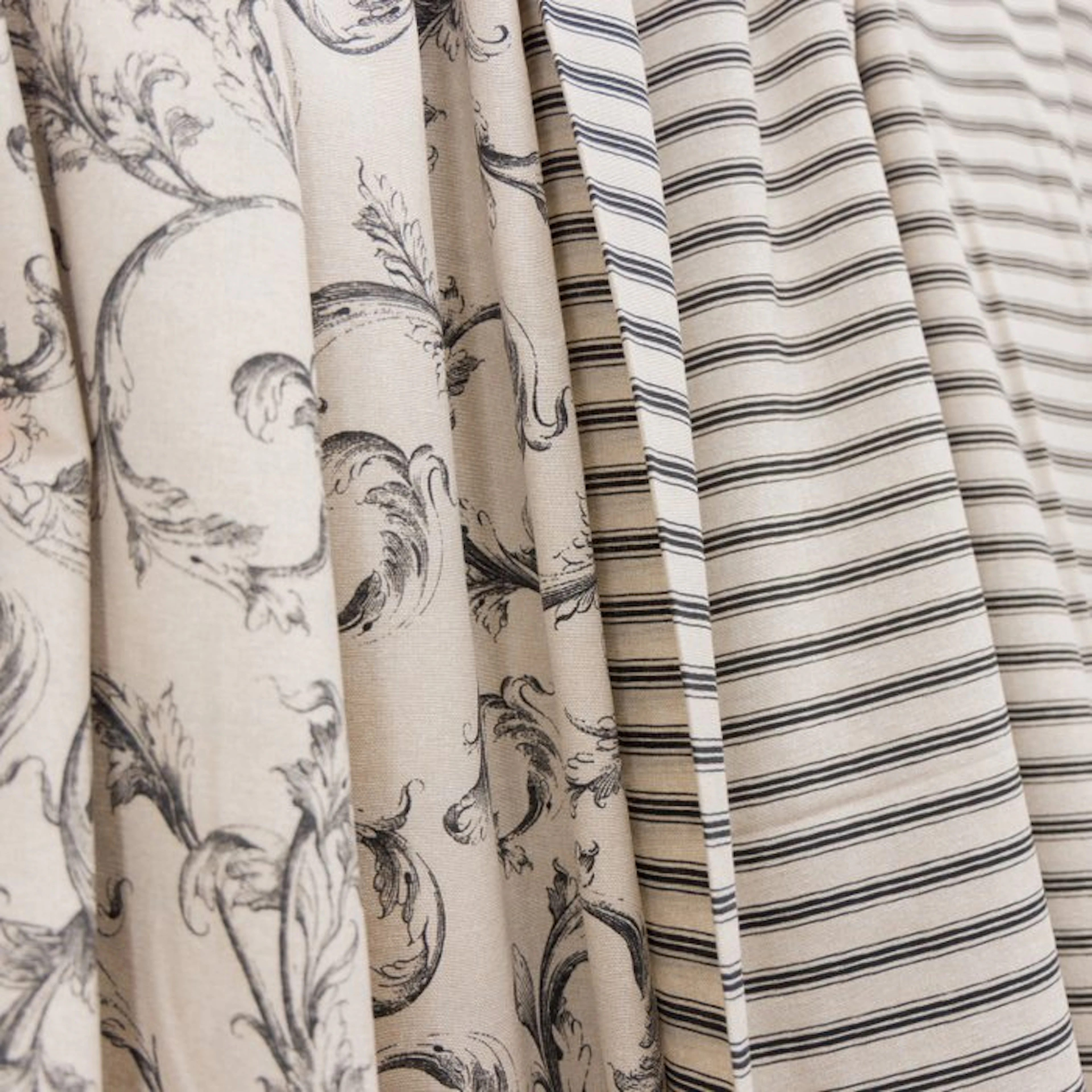 BA219 - Pair of Coordinated Upholstery Fabrics - Gray...