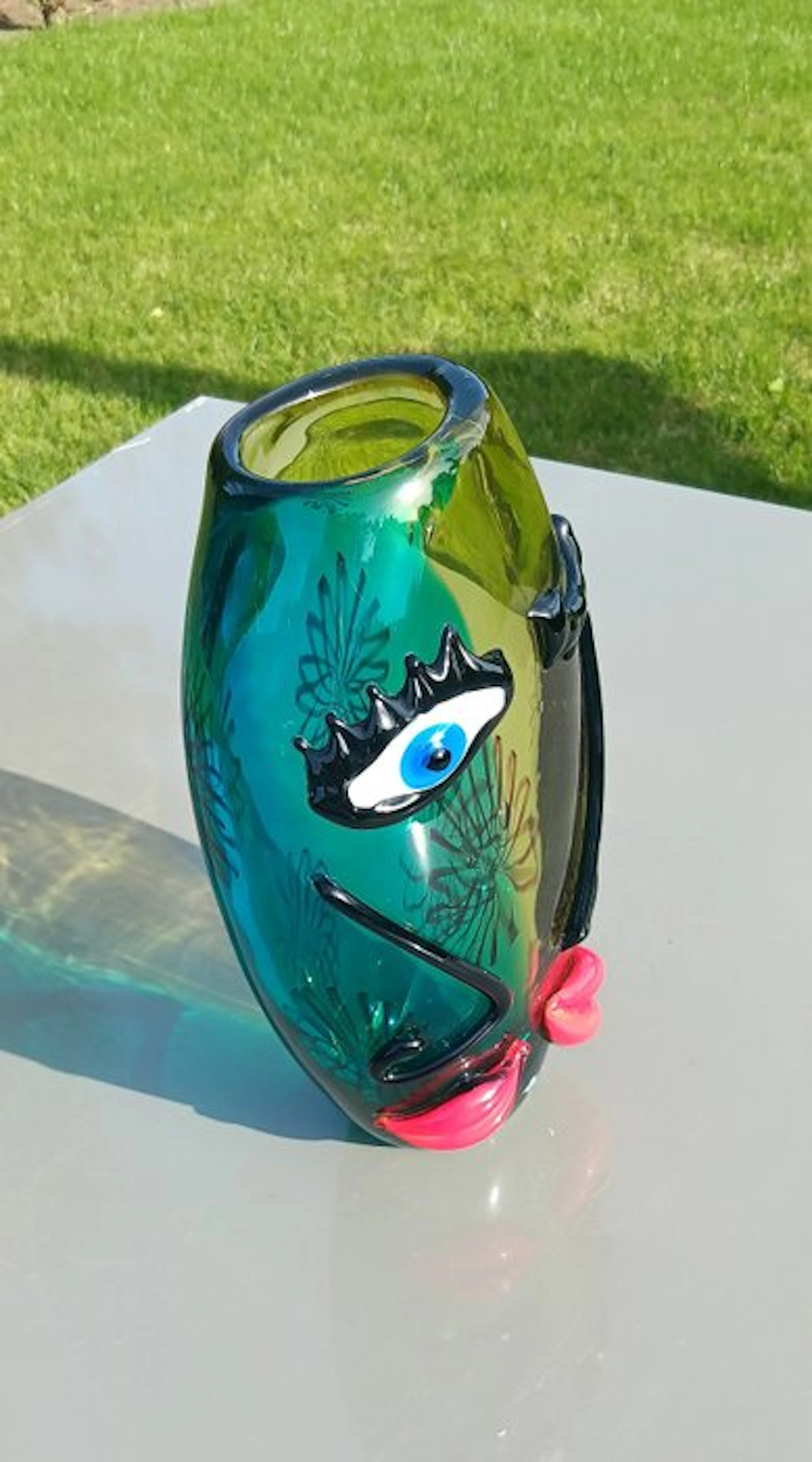 Handgeblazen - Sculpture, Unicum-vaas - 32 cm - Glass