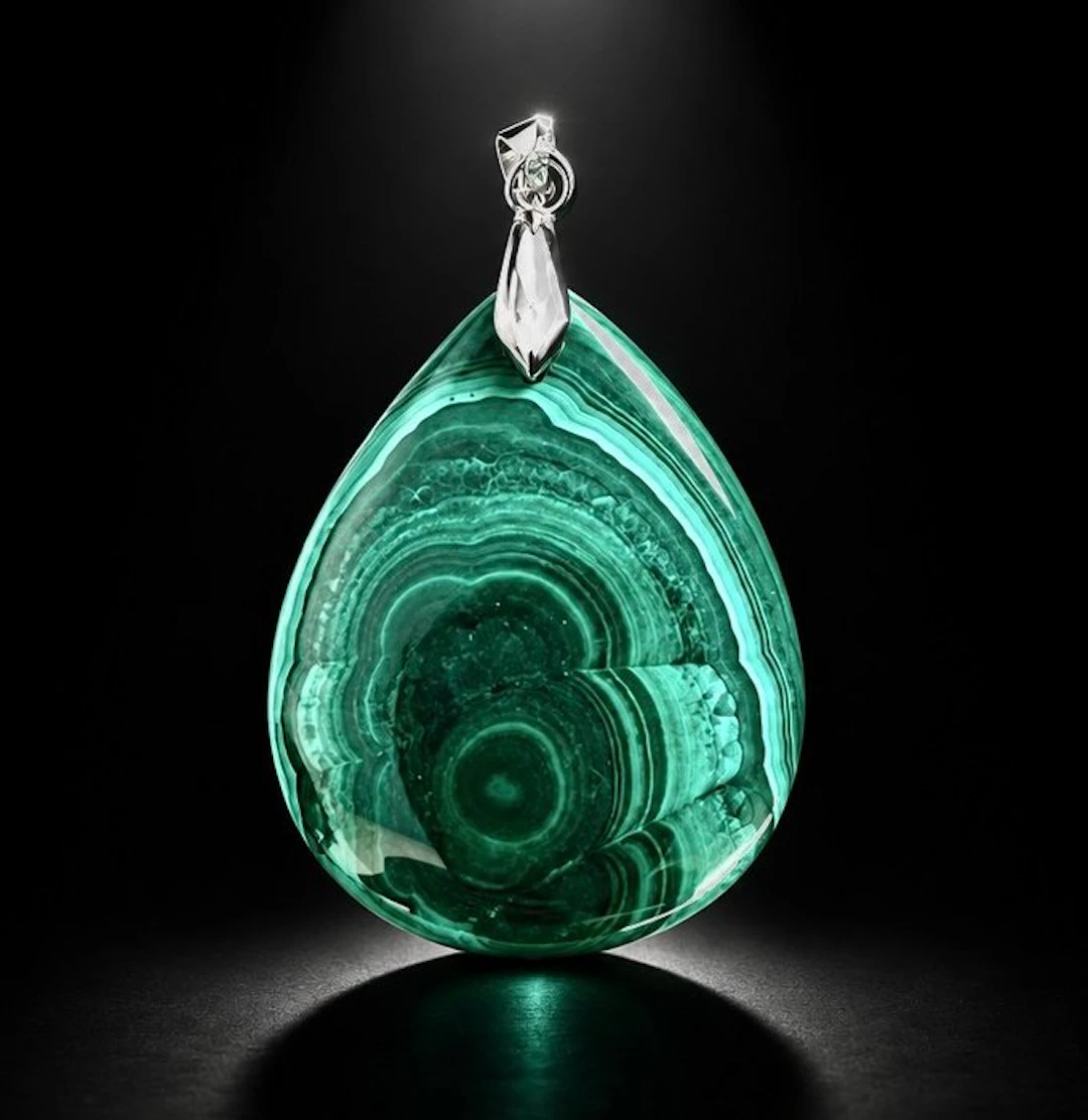 - 925 silver - Malachite - Pendant