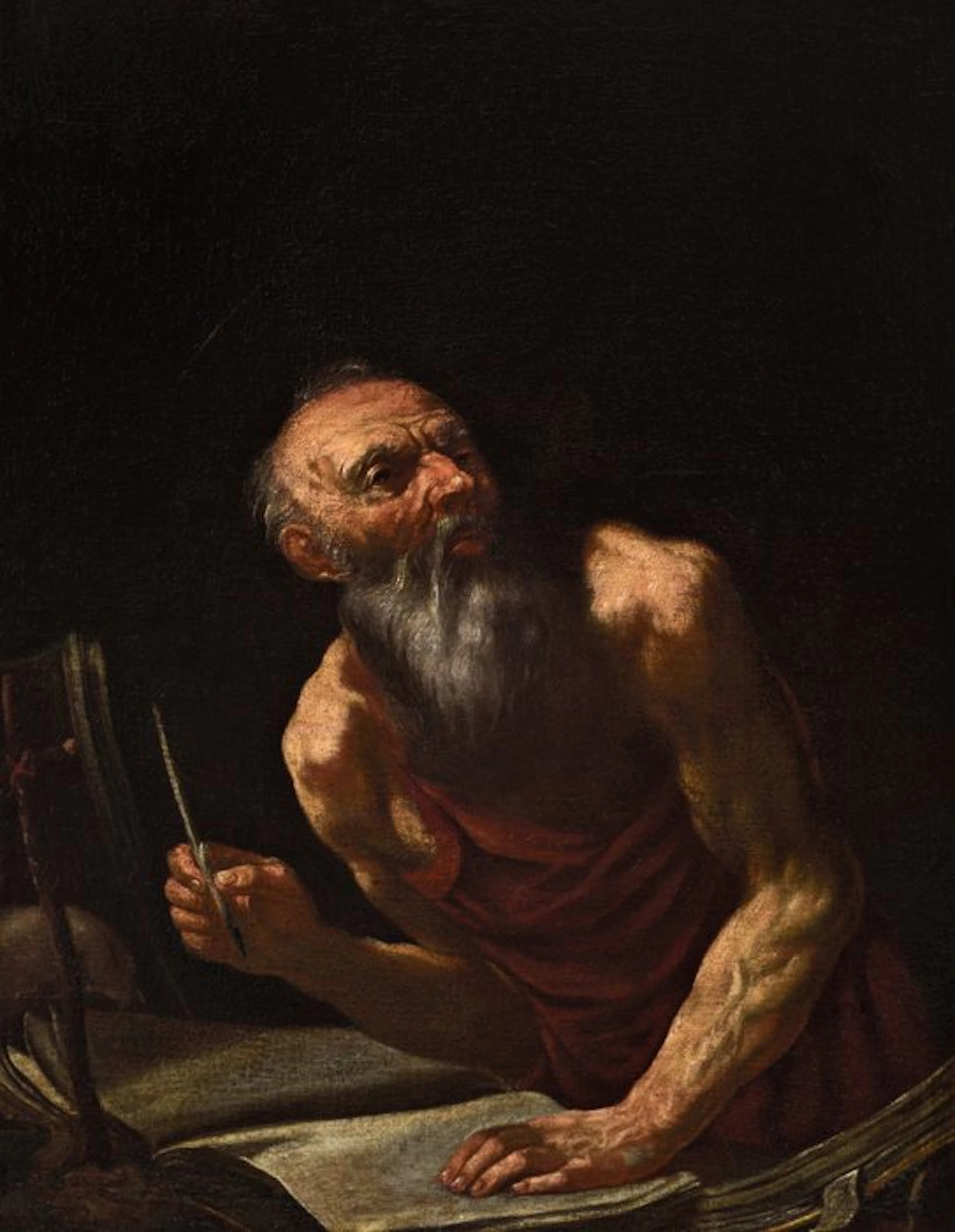 Giovan Battista Langetti (1635–1676), cerchia di - San Girolamo scrivente