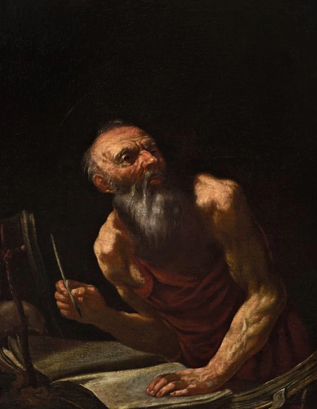 Giovan Battista Langetti (1635–1676), cerchia di - San Girolamo scrivente