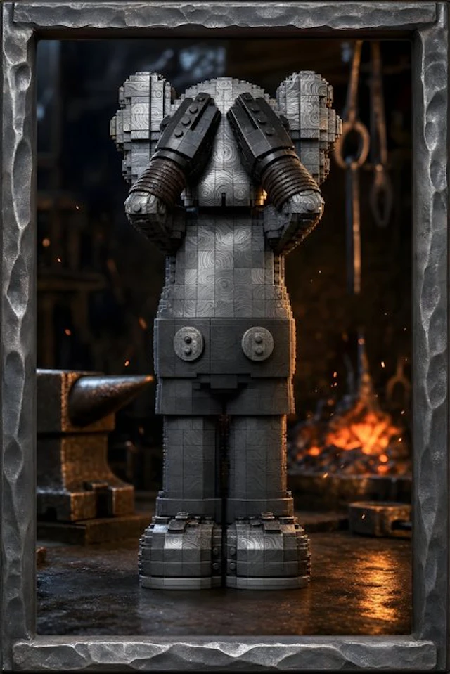 daveY - KAWS LEGO - "Forged in Fire (Damascus Steel)"