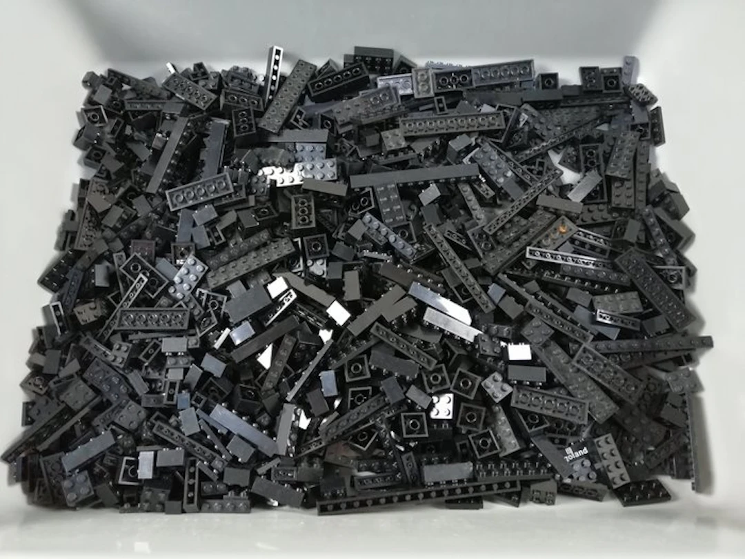 LEGO - geen serie - 02 Partij van 1000 zwarte bouwstenen - 1980-1990