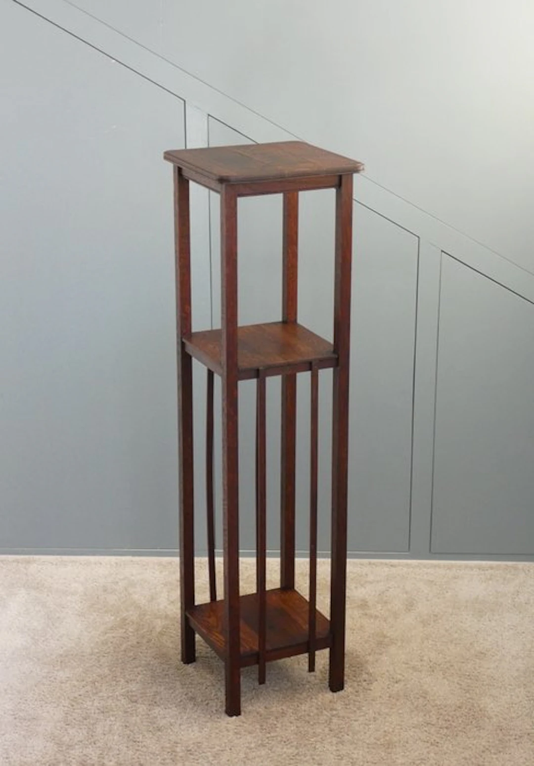 Plant table - Antique tall side table (110.5 cm) - oak wood