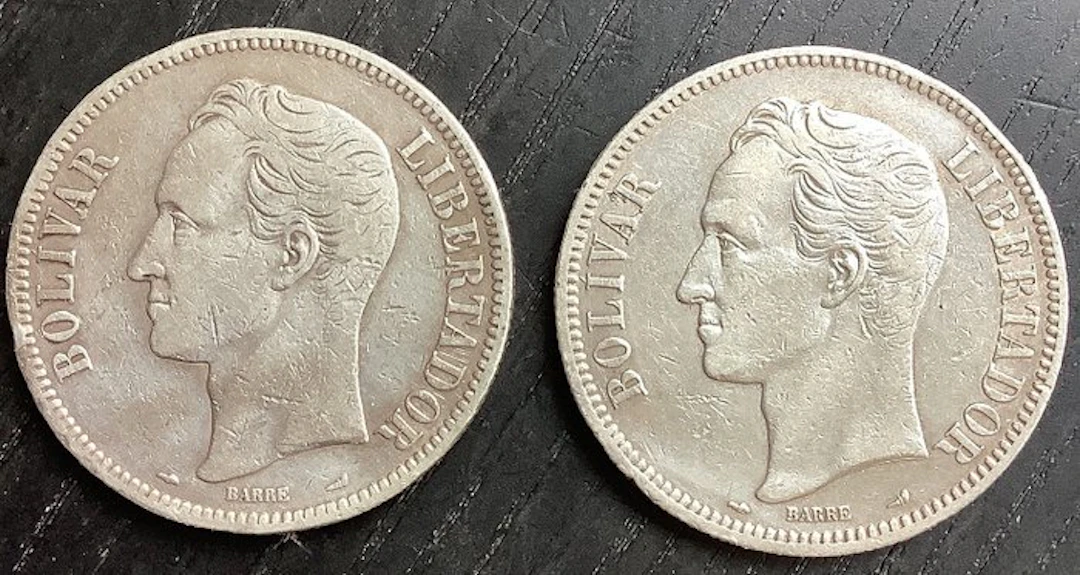 Venezuela. 5 Bolivares 1910/1912 (2 stuks) (No reserve price)