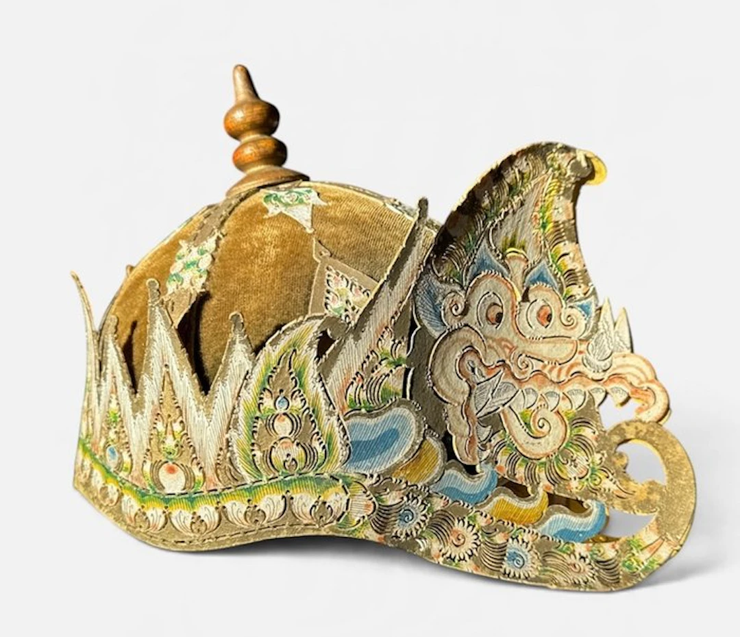 Mekutha - Leather, Wood, Velvet - Indonesia - 20th century