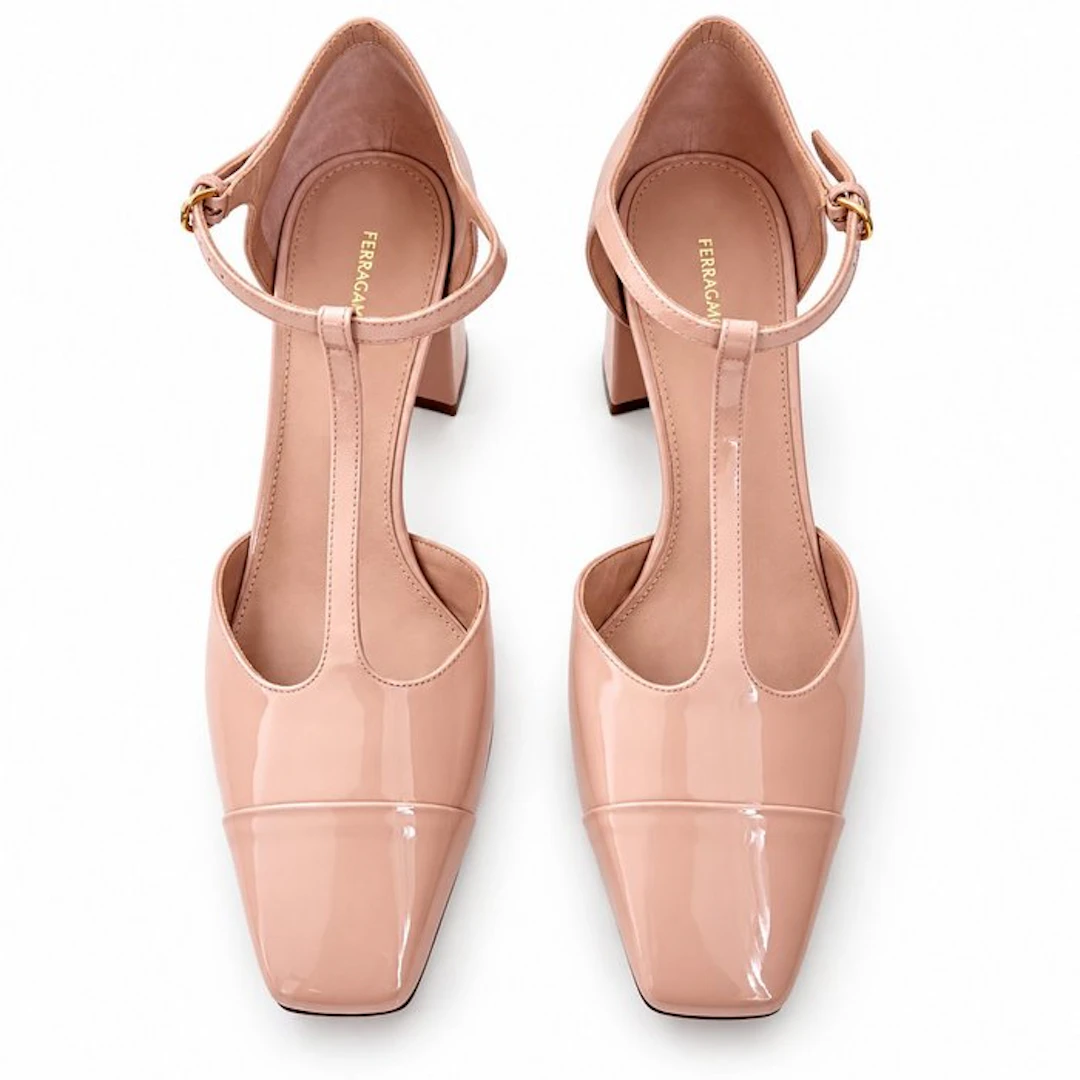 Ferragamo – new with box- Marilu 60 –nude patent T-bar –...