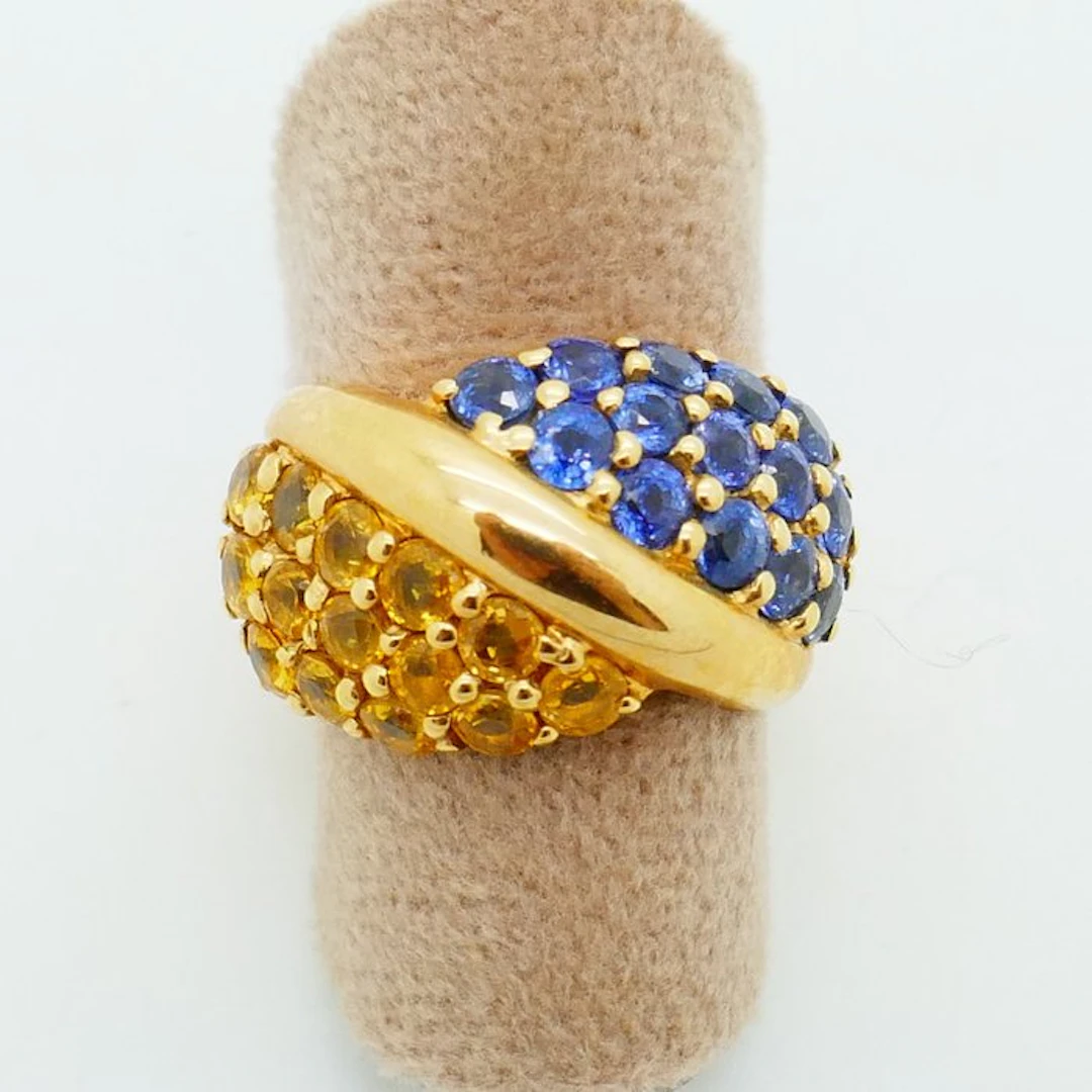 No reserve price - Ring - 18 kt. Yellow gold - 2.80ct. tw. Sapphire