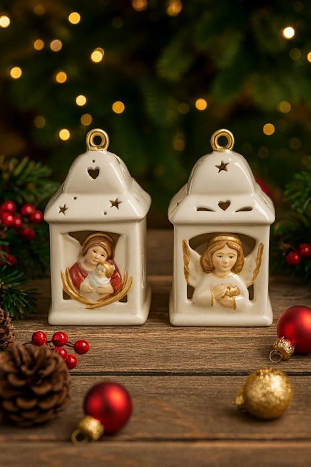 Figurine - Beeldje - Een Paar Porseleinen theelichtjes - Porselein - Porcelain